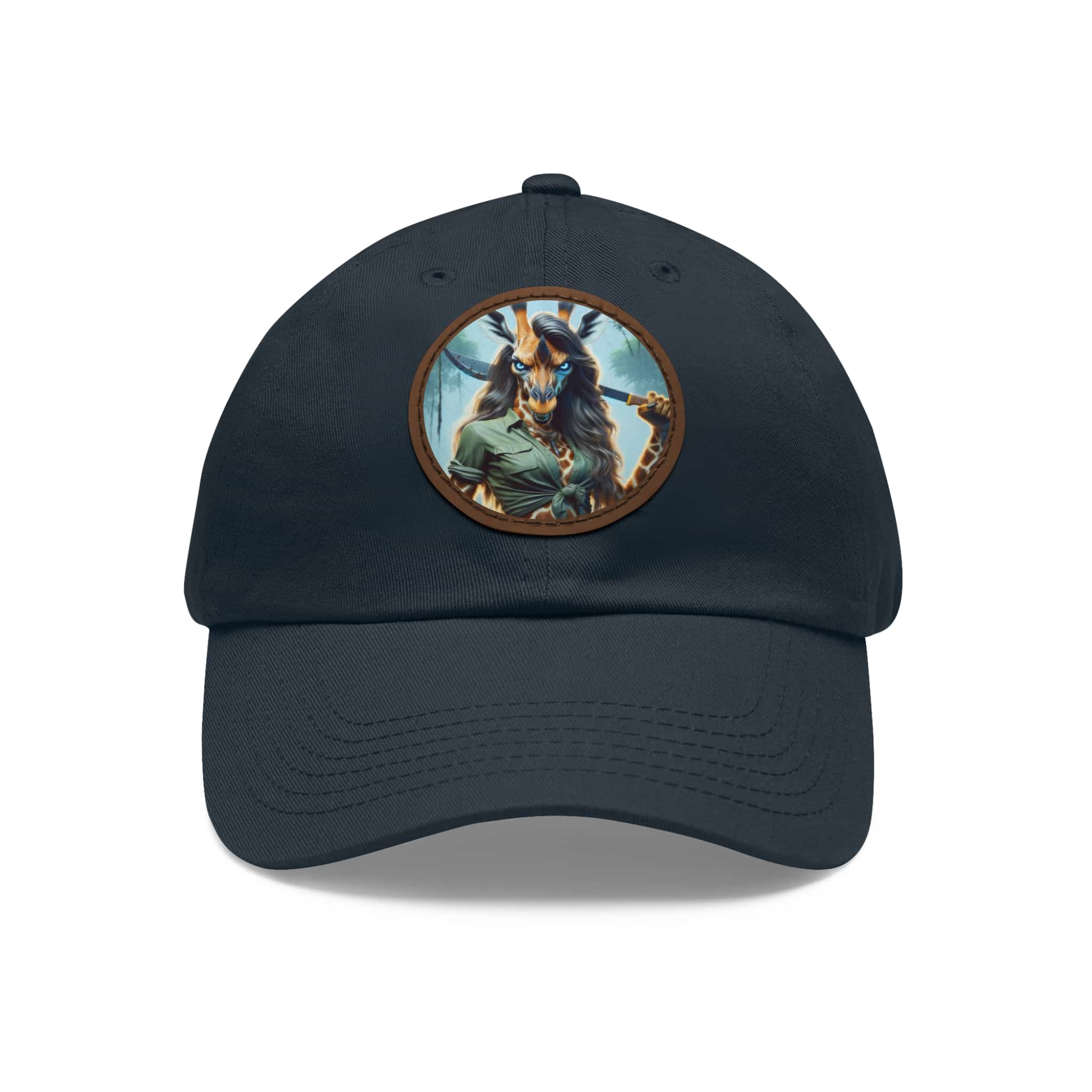 Arm The Animals: Hunter Giraffe Girl #AA-D-Gi001 Artistic Round Leather Patch Dad Hat - Stylish Casual Cap - Image 76