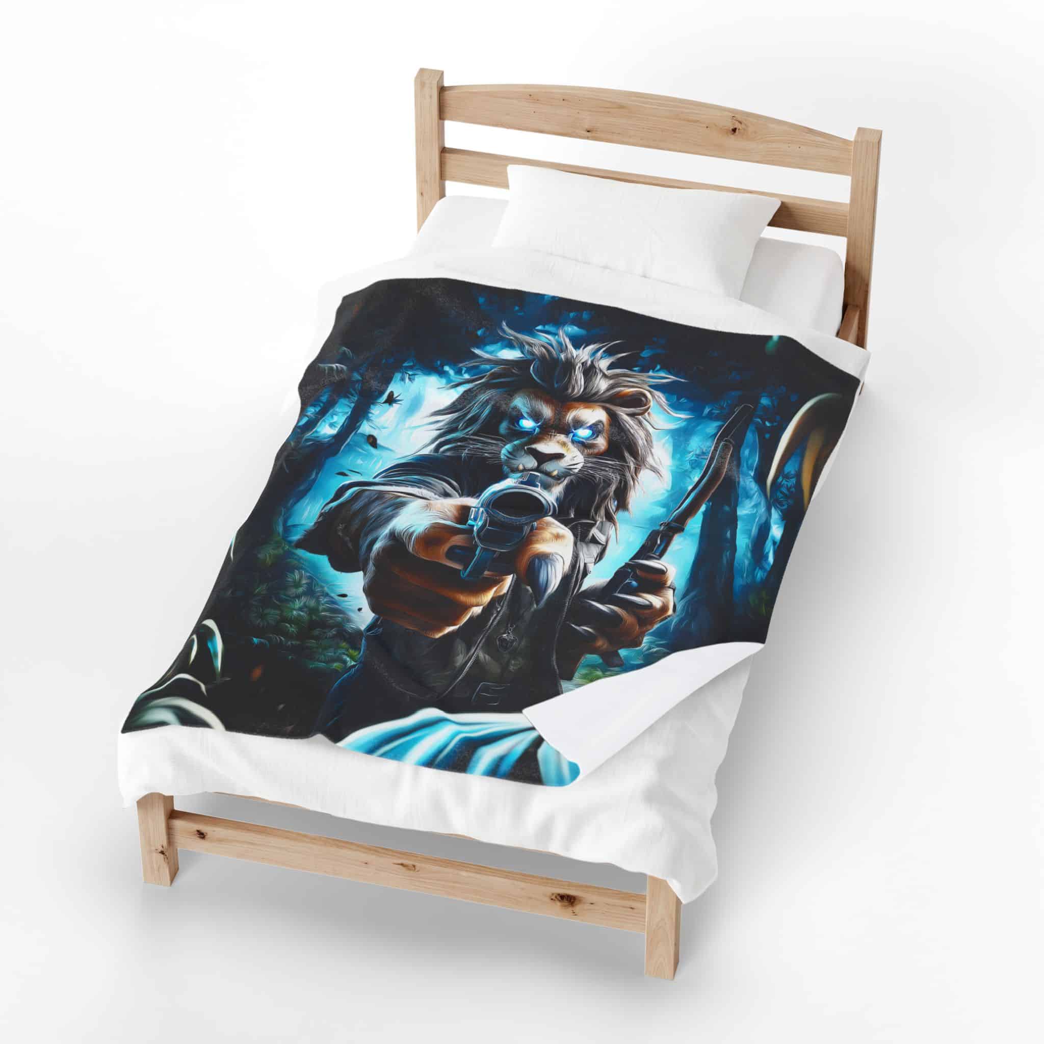 Arm The Animals: Hunter Lion #AA030 Plush Blanket, Cozy Throw for Fall Decor, - Image 8