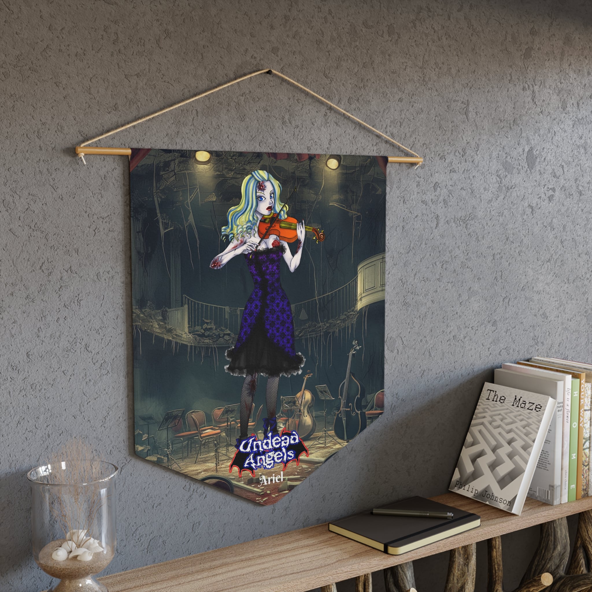 Ariel Undead Angel Violinist Classic Art Pennant - Image 4