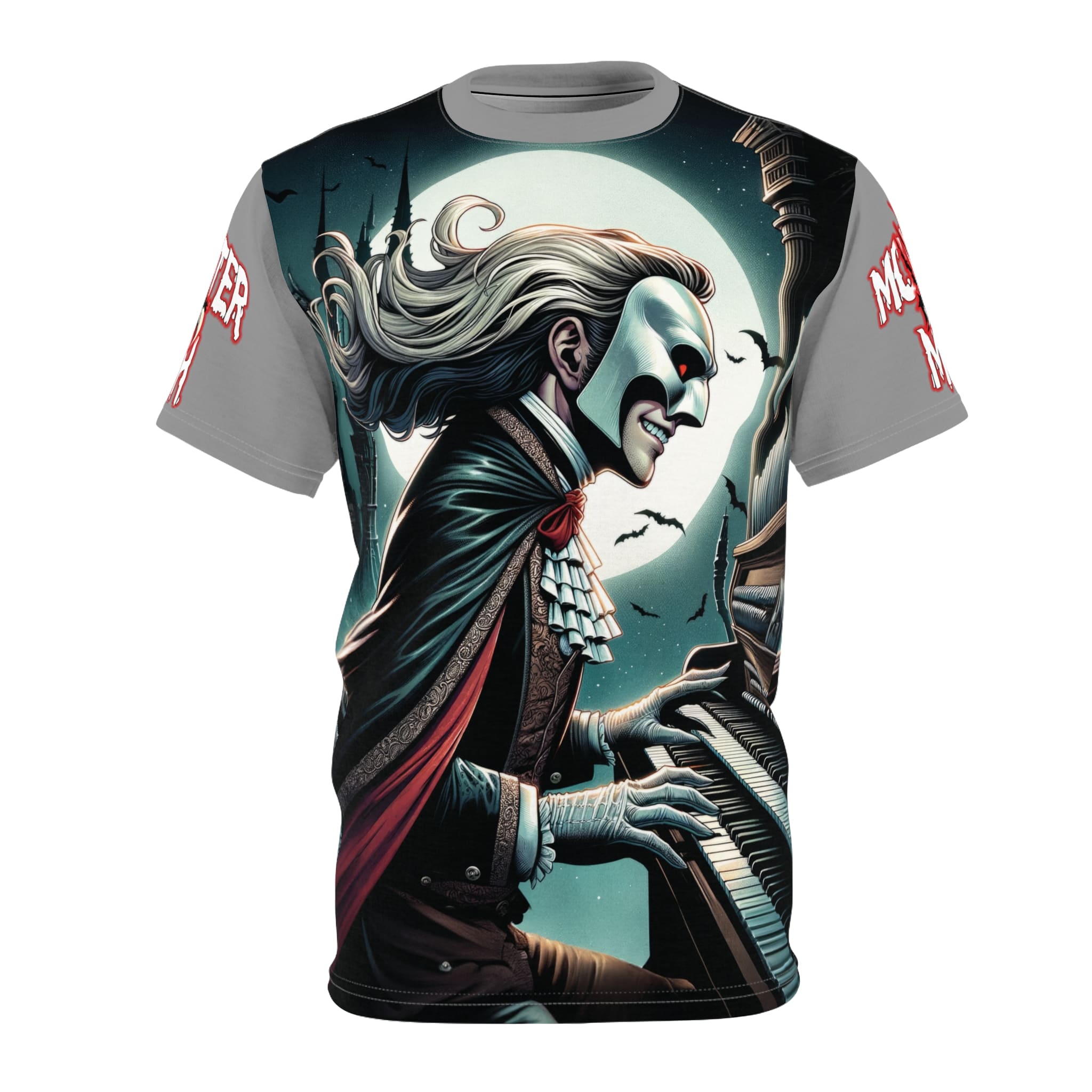 Monster Mosh 2024 Tour Phantom On Organ MM-D007 Unisex Cut & Sew Tee (AOP) - Black or Grey Sleeves
