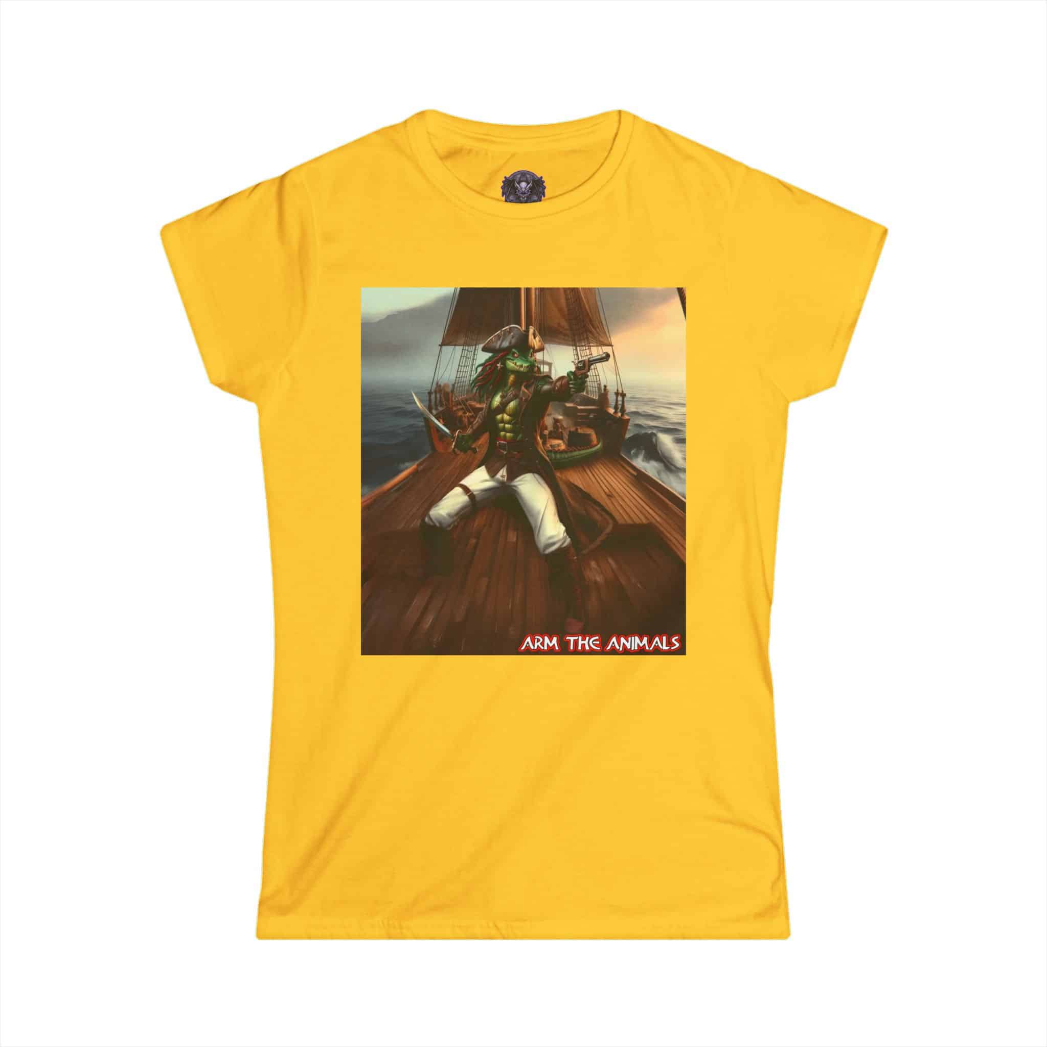 Arm The Animals: Pirate Gator #AA-D-PG002a Women's Softstyle Tee - Image 13