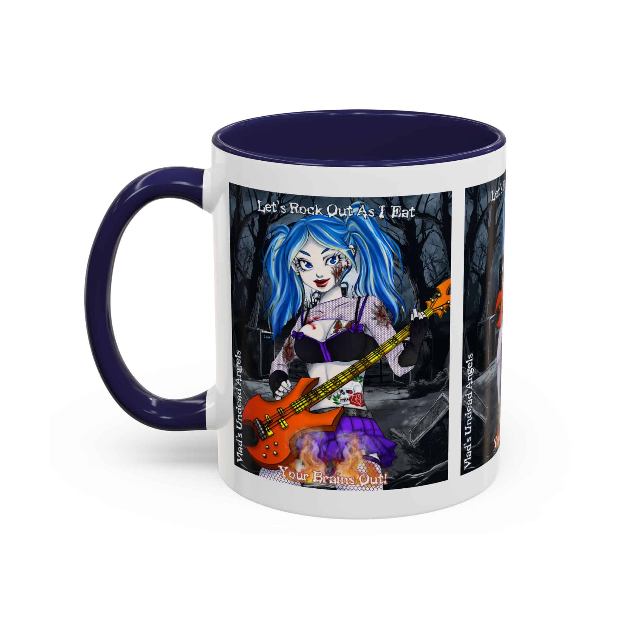 Ashley Undead Angel Zombie Bass Guitarist – Classic Art V2 w/Text Accent Coffee Mug (11, 15oz) - Image 3