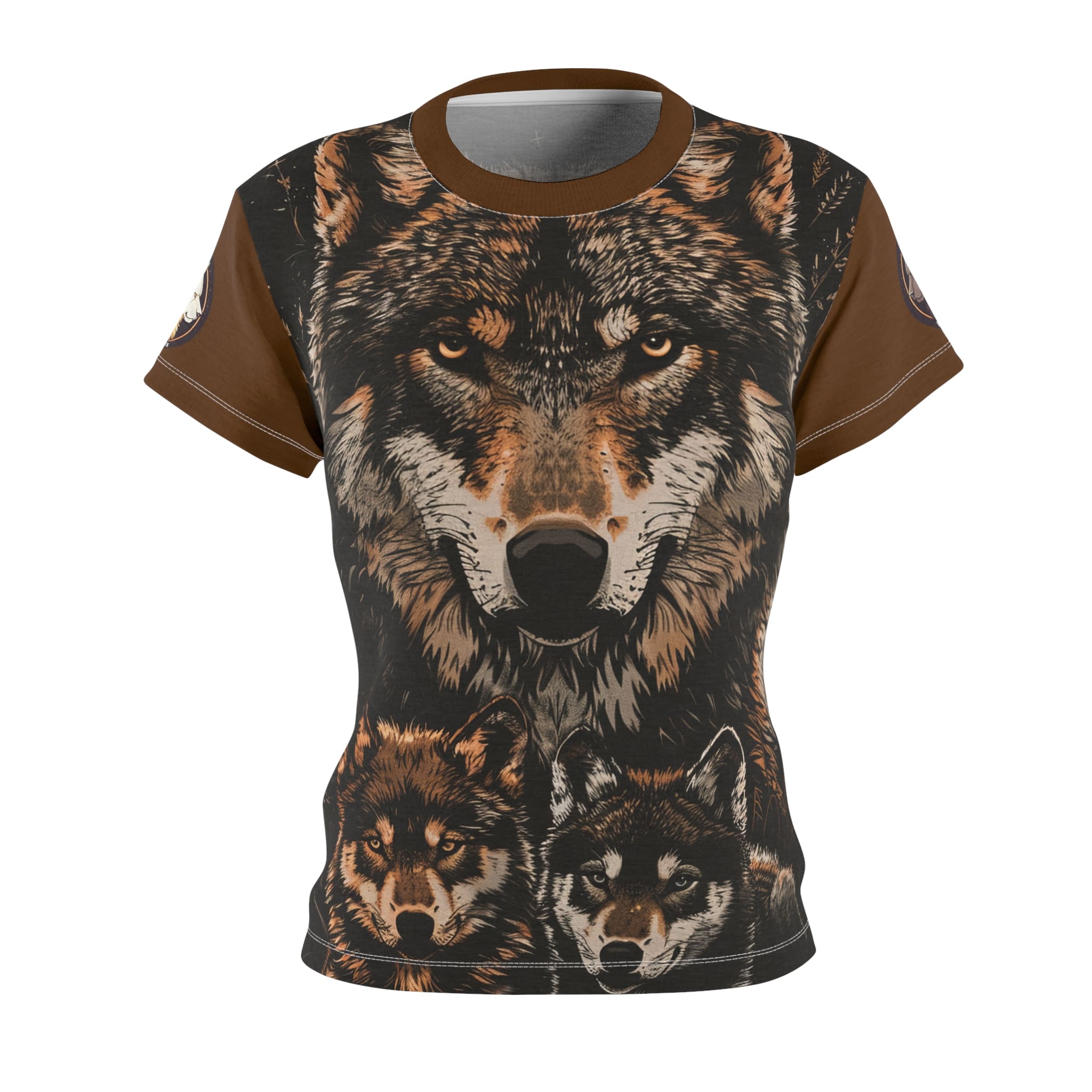 Mama Wolf & Cubs WD-M004 By Wyldesigns Women's Cut & Sew Tee (AOP)