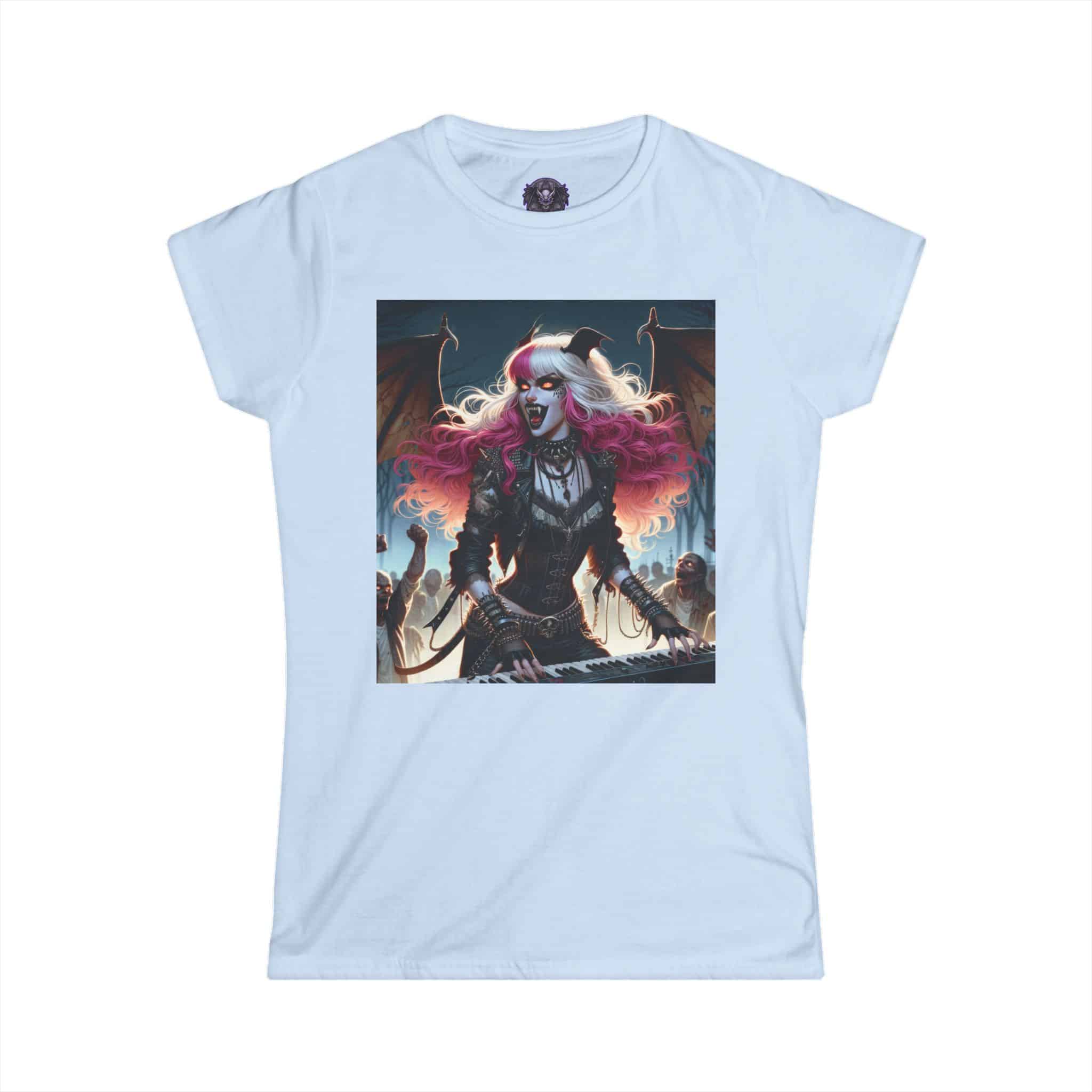 Monster Mosh Undead Angels Bat Keyboardist MM-D-UA-L01 Women's Softstyle Tee - Image 22