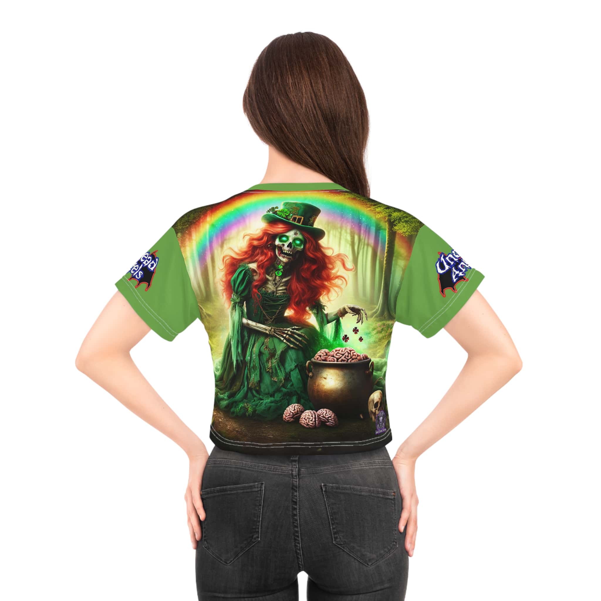 Fiona Undead Angel Leprechaun Queen #DFZ-007B Crop Tee (AOP) - Image 4