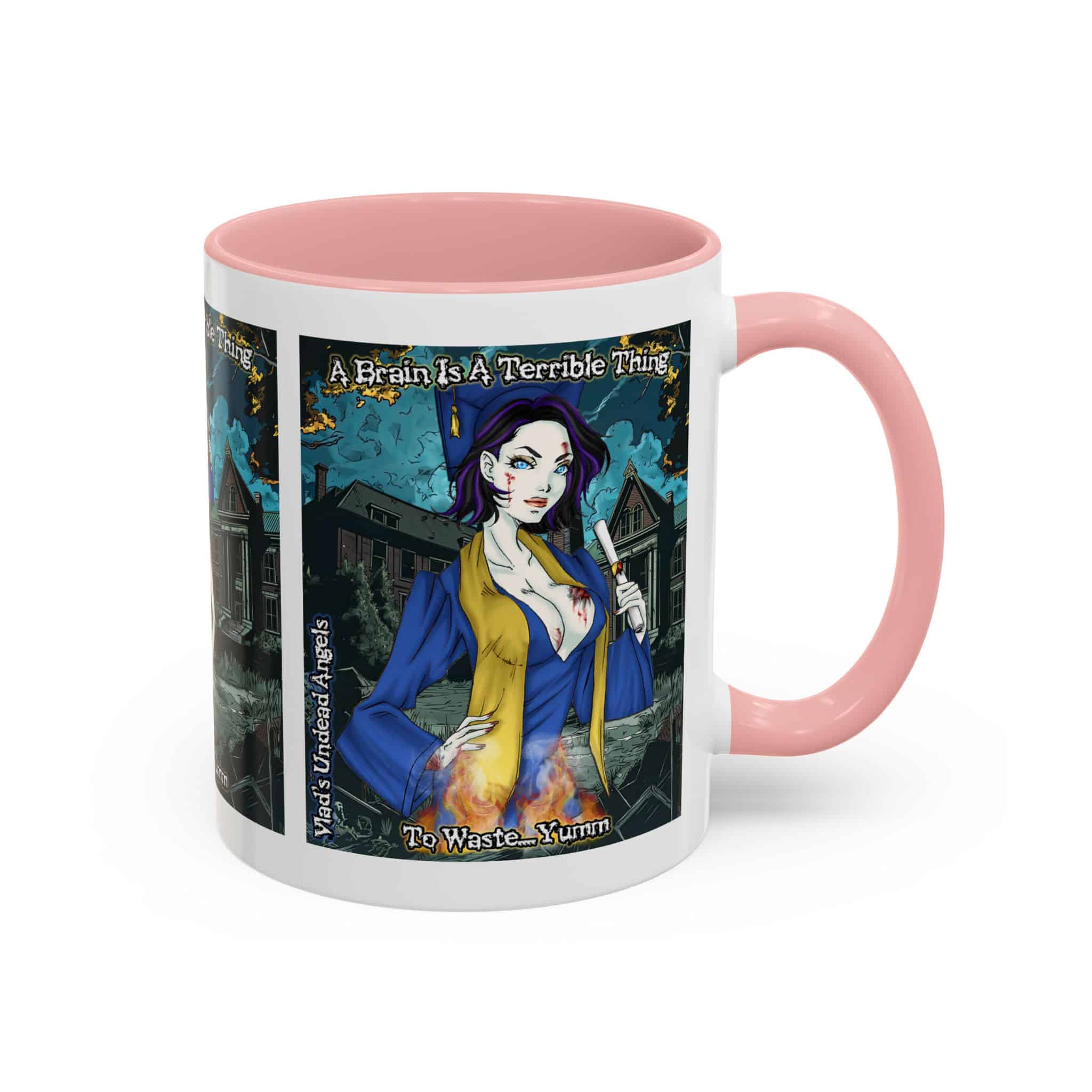 Tiffany Undead Angel Zombie Graduate – Classic Art V2 w/Text Accent Coffee Mug (11, 15oz) - Image 18