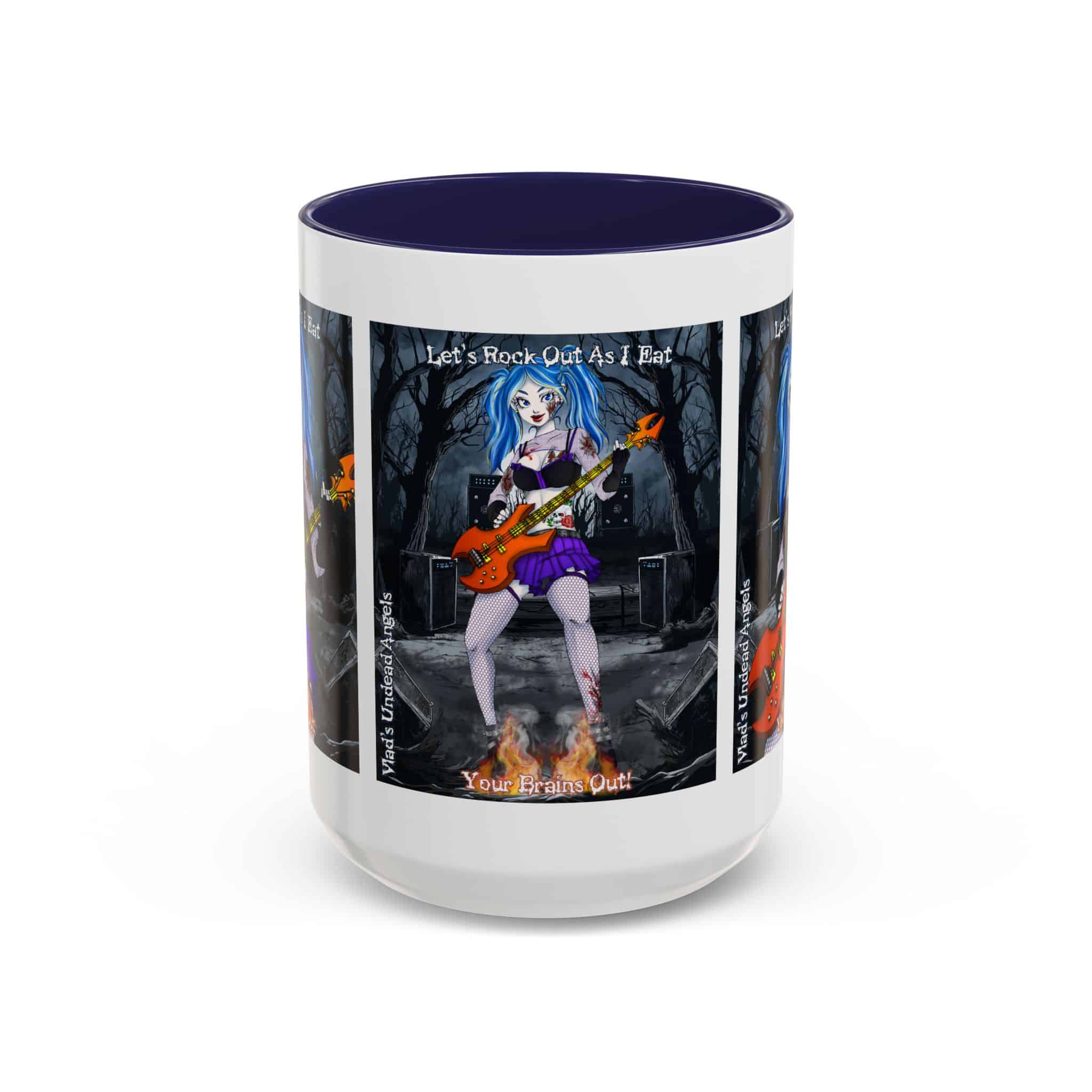 Ashley Undead Angel Zombie Bass Guitarist – Classic Art V2 w/Text Accent Coffee Mug (11, 15oz) - Image 25