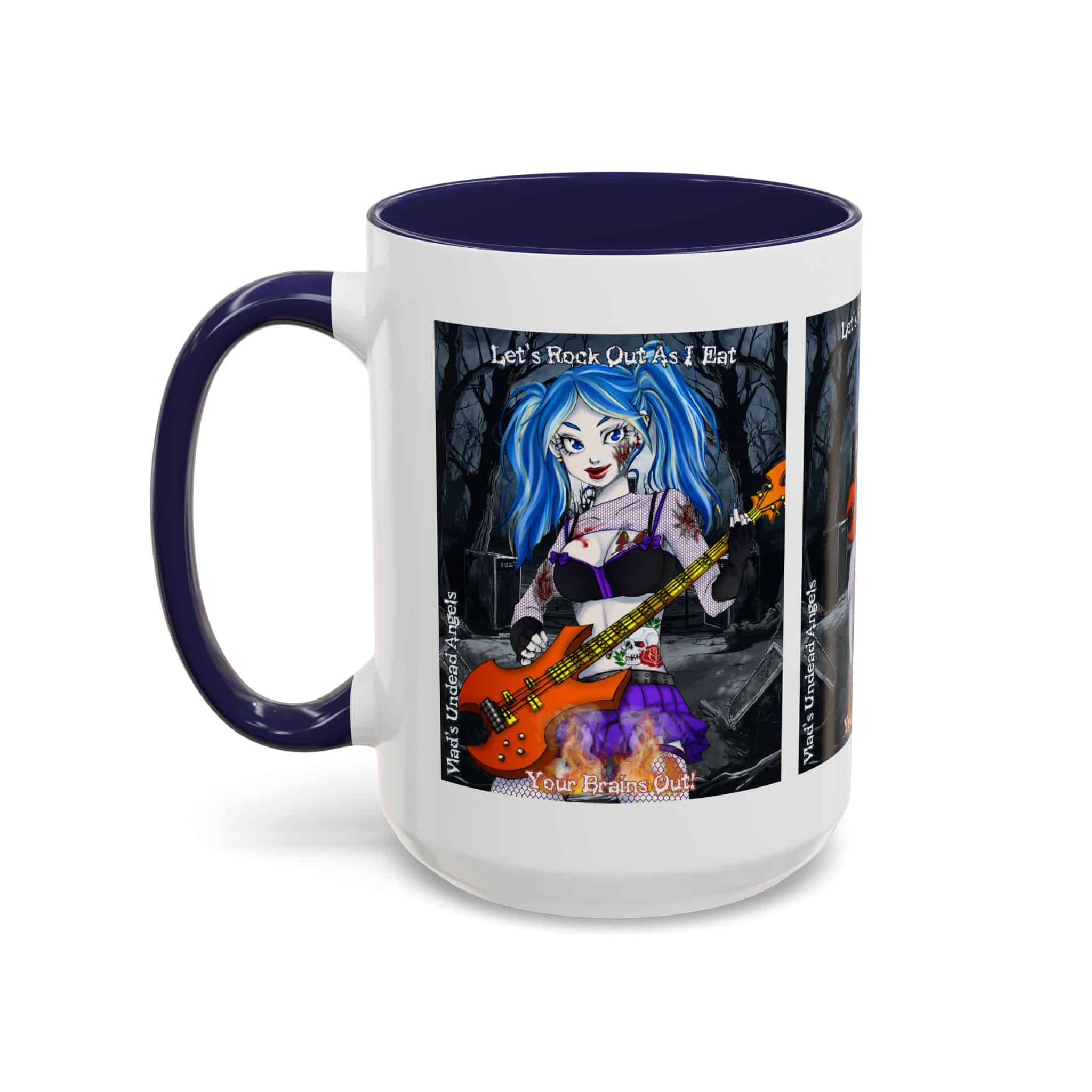 Ashley Undead Angel Zombie Bass Guitarist – Classic Art V2 w/Text Accent Coffee Mug (11, 15oz) - Image 27