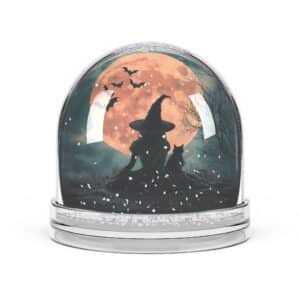 Witch With Black Cat By Moonlight #MJ-W004 Snow Globe