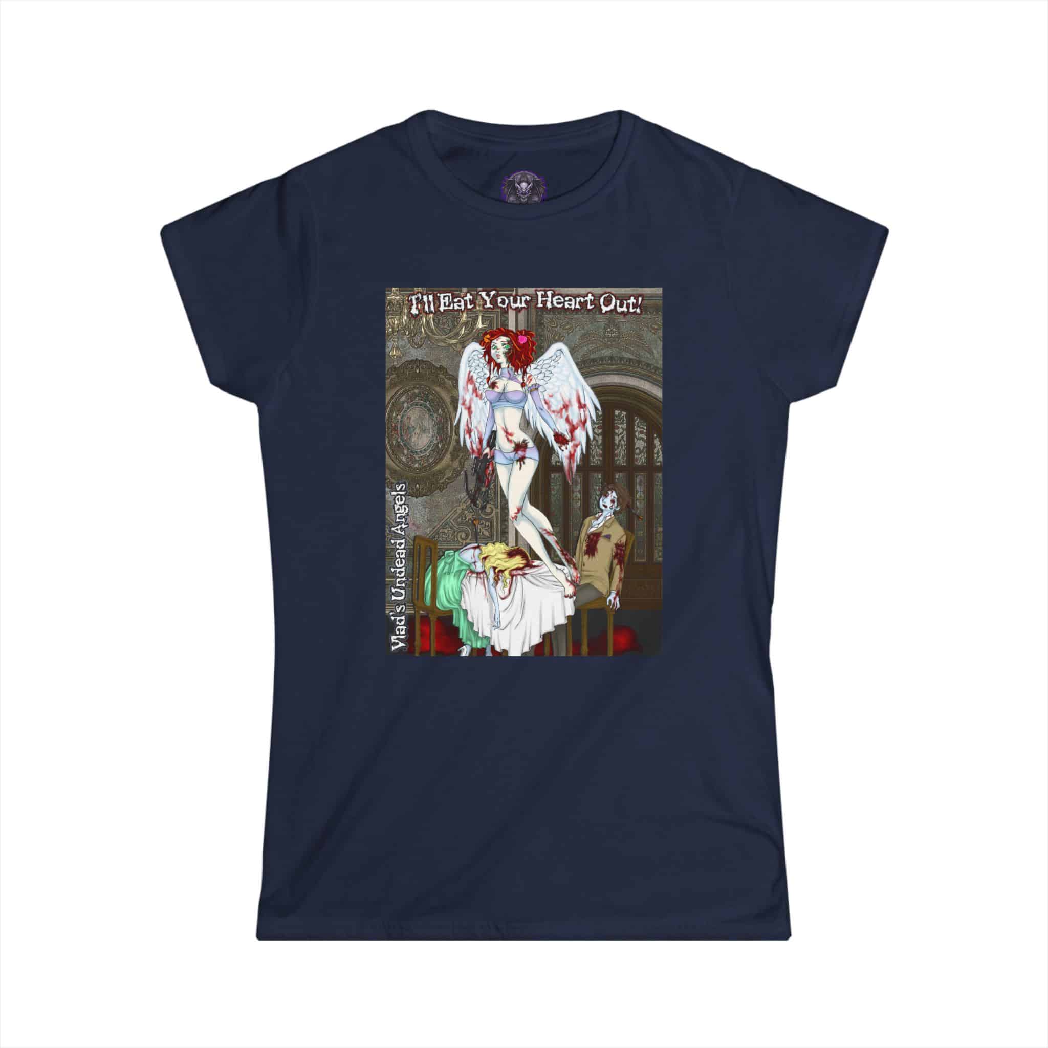 Scarlet Undead Angel Zombie Cupid - Classic Art w/Text Re-Issue Women's Softstyle Tee - Image 10