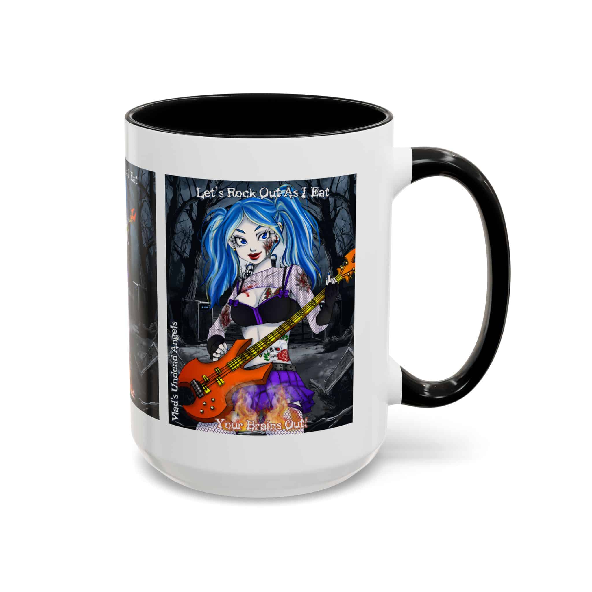 Ashley Undead Angel Zombie Bass Guitarist – Classic Art V2 w/Text Accent Coffee Mug (11, 15oz) - Image 22