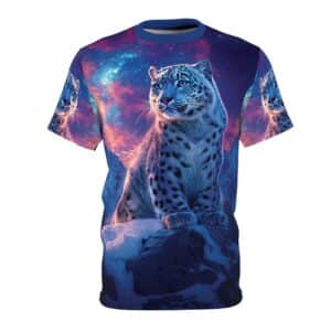Snow Leopard by Wyldesigns - Wildlife Graphic T-Shirt #WD-M016 Unisex Cut & Sew Tee AOP)