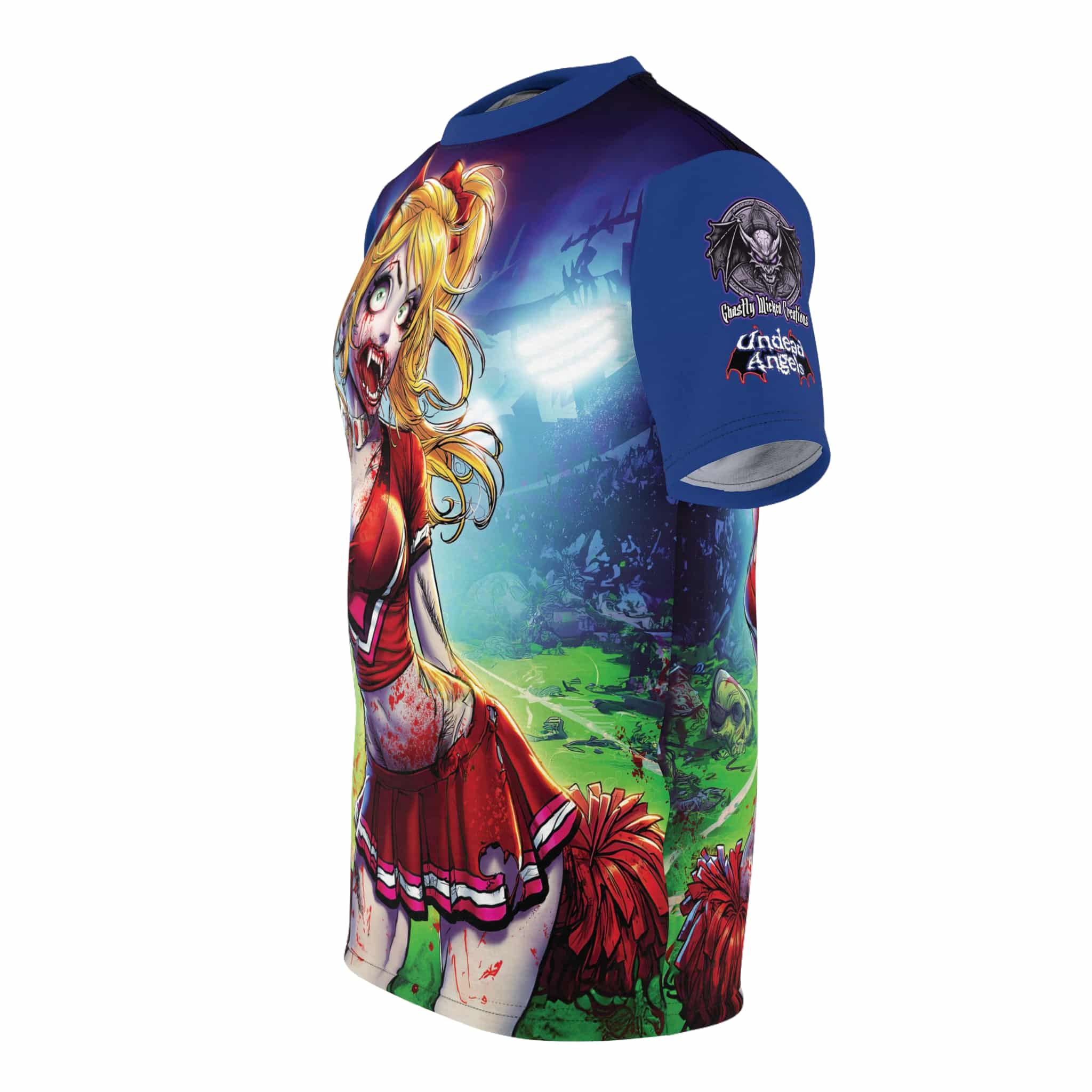 Undead Angels Zombie Cheerleader Buffy Classic Reborn Style IV Unisex Cut & Sew Tee (AOP) - Image 3