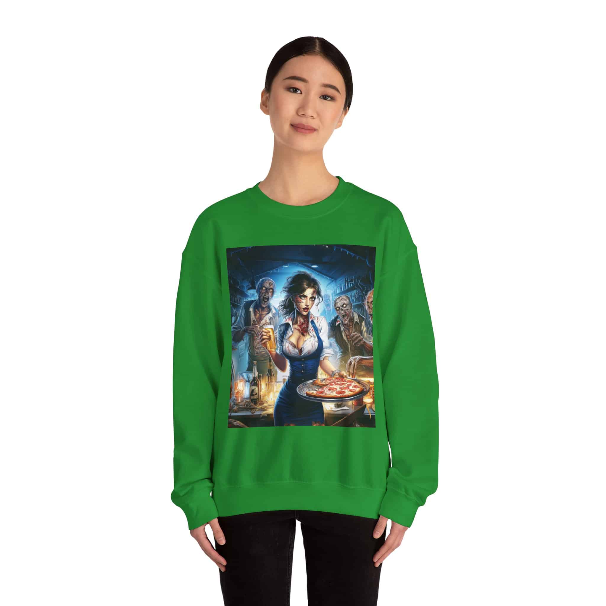 Zombies In Everyday Life Waitress 2025-04 Unisex Heavy Blend™ Crewneck Sweatshirt - Image 32