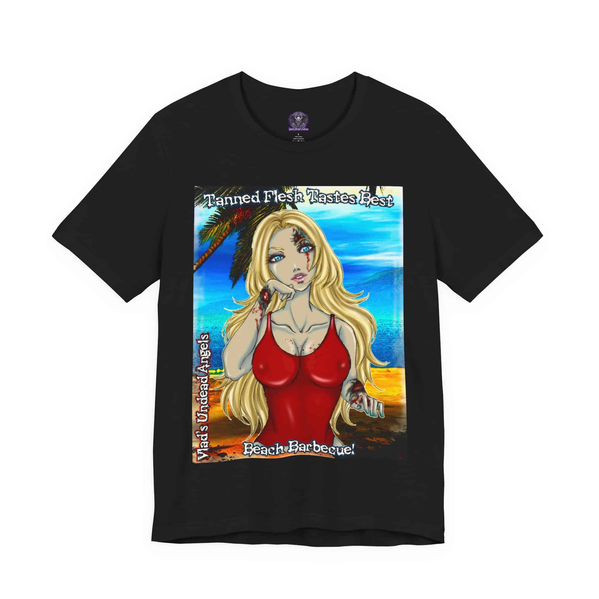 Shay Undead Angel Zombie Lifeguard - Classic Art w/Text C1 Unisex Jersey Short Sleeve Tee - Image 4