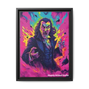 Dracula II Pop 60’s Art Style Matte Canvas, Black Frame Halloween