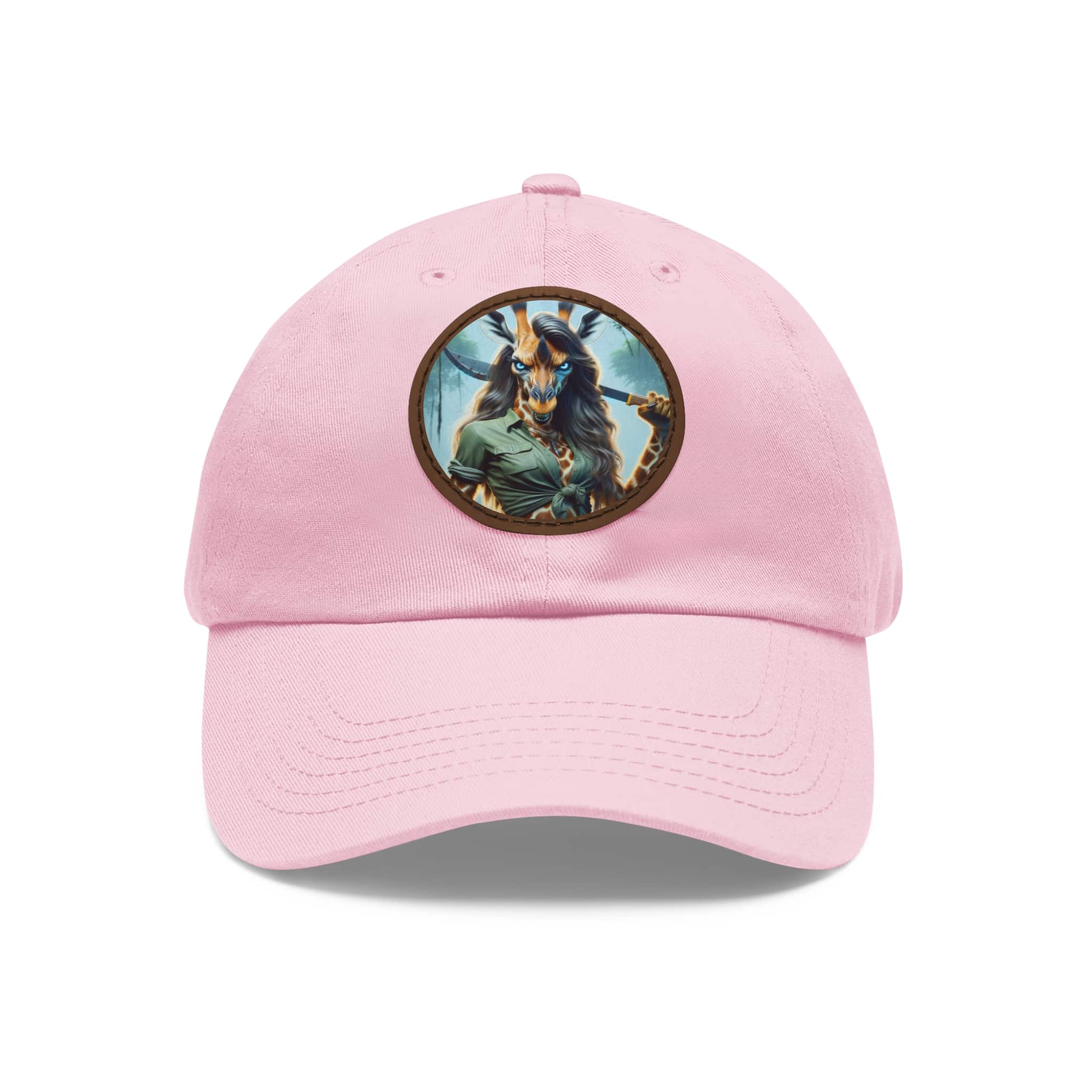 Arm The Animals: Hunter Giraffe Girl #AA-D-Gi001 Artistic Round Leather Patch Dad Hat - Stylish Casual Cap - Image 96