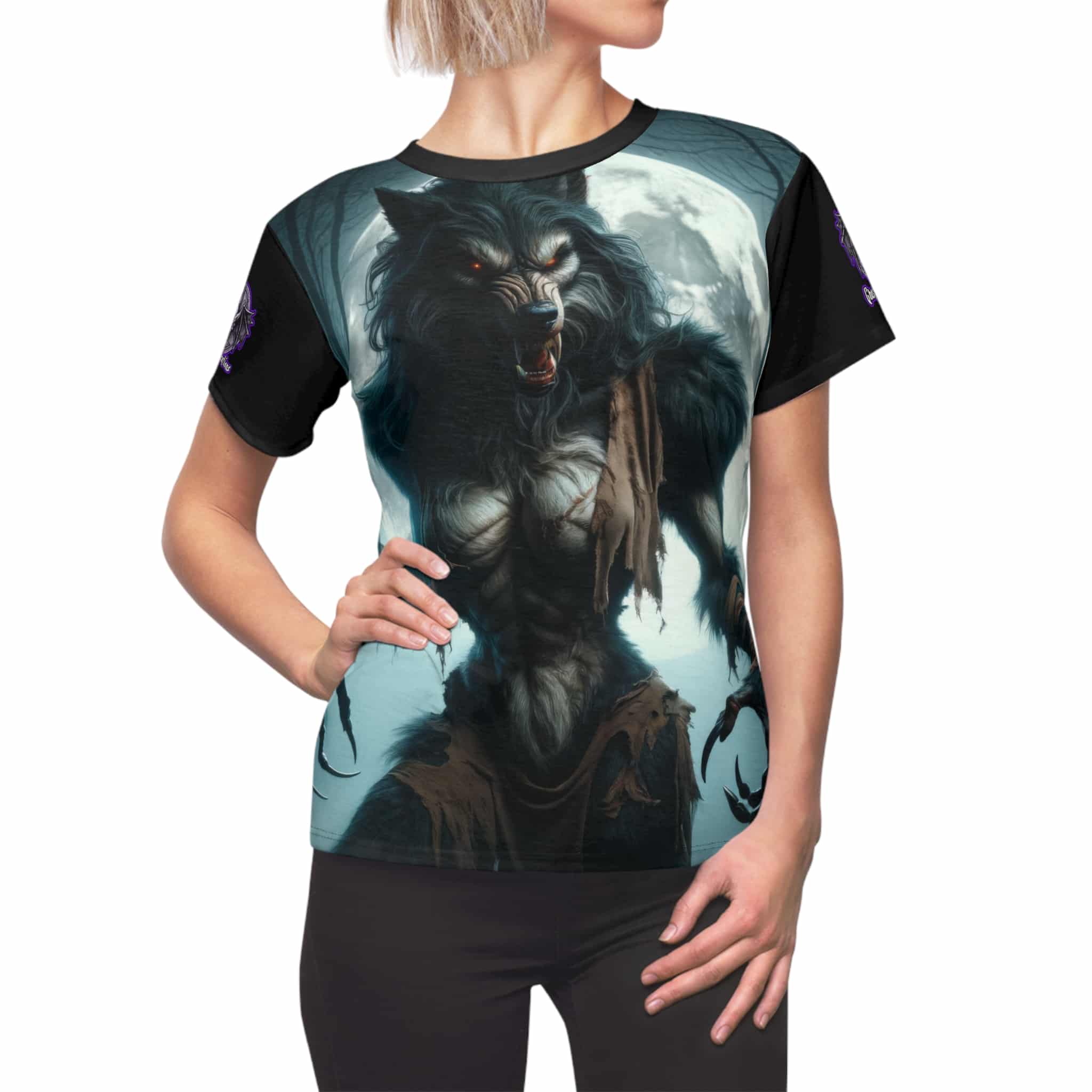 She-Werewolf Full Moon #ML-D-WW01 Women's Cut & Sew Tee (AOP)