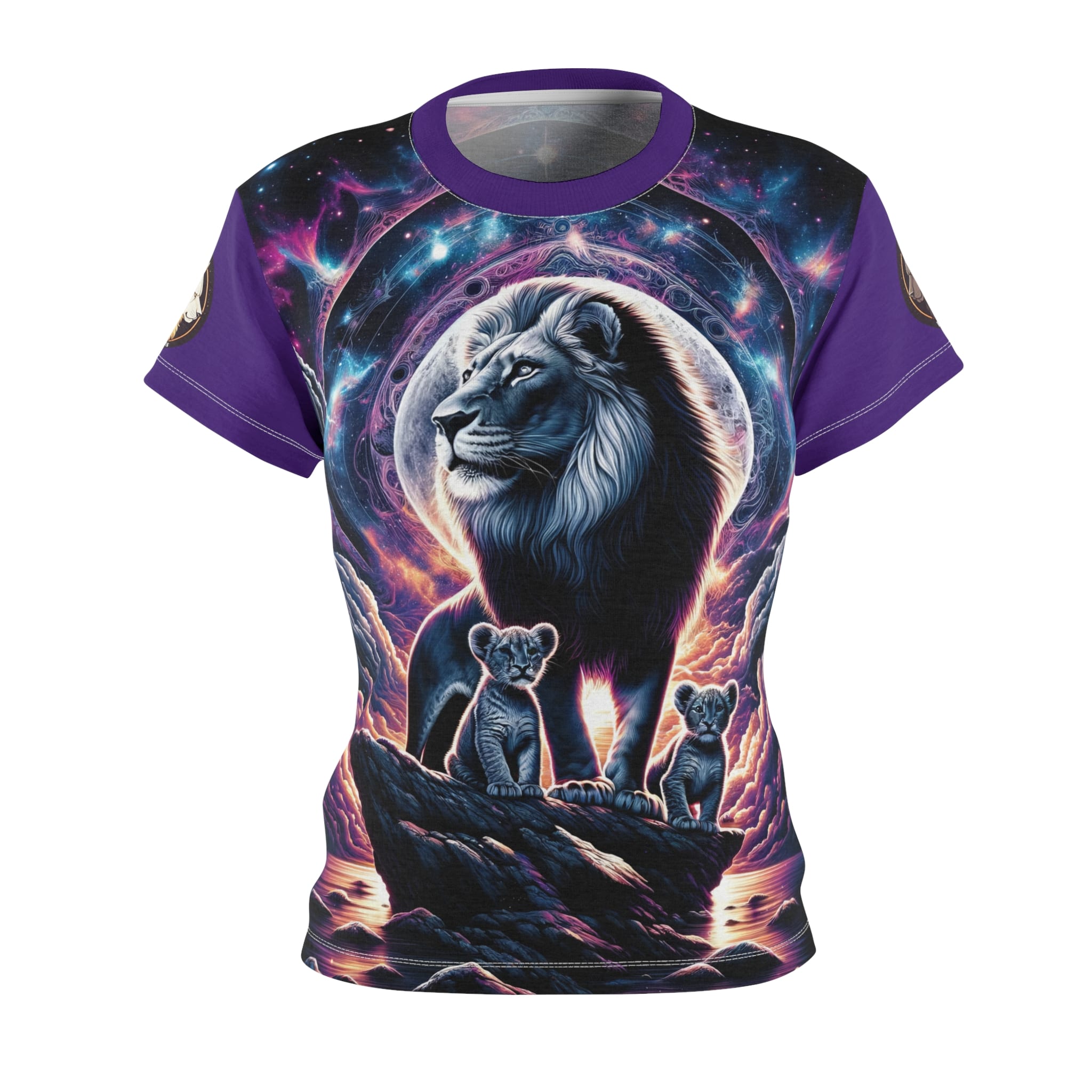 Cosmic Lion Family WD-D006 By Wyldesigns Women's Cut & Sew Tee (AOP)