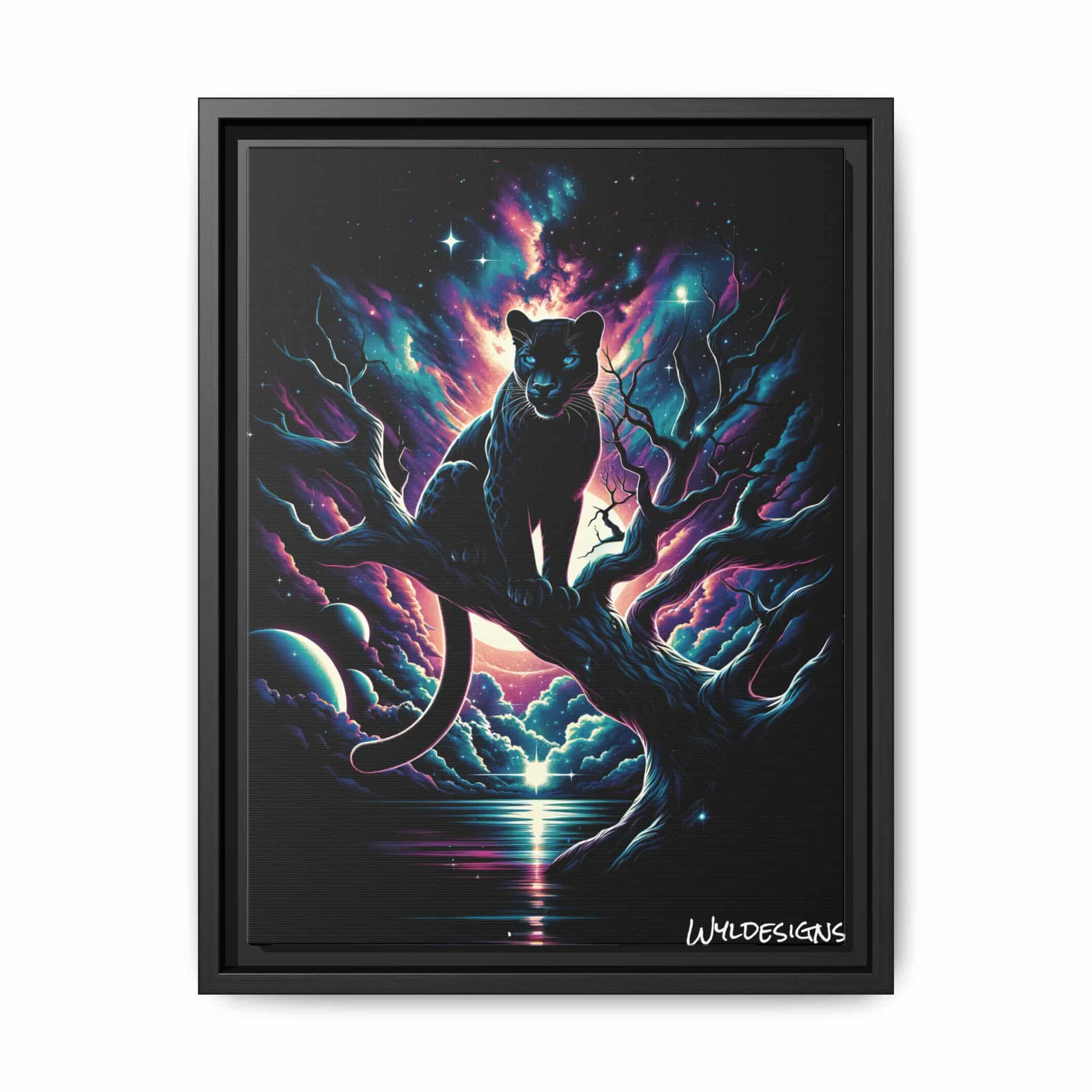 Cosmic Black Panther WD-D009 By Wyldesigns Matte Canvas, Black Frame