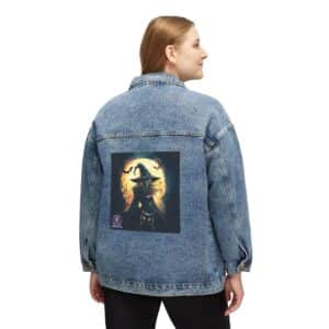 Witch With Black Cat By Moonlight #MJ-W002 Women's Denim Jacket