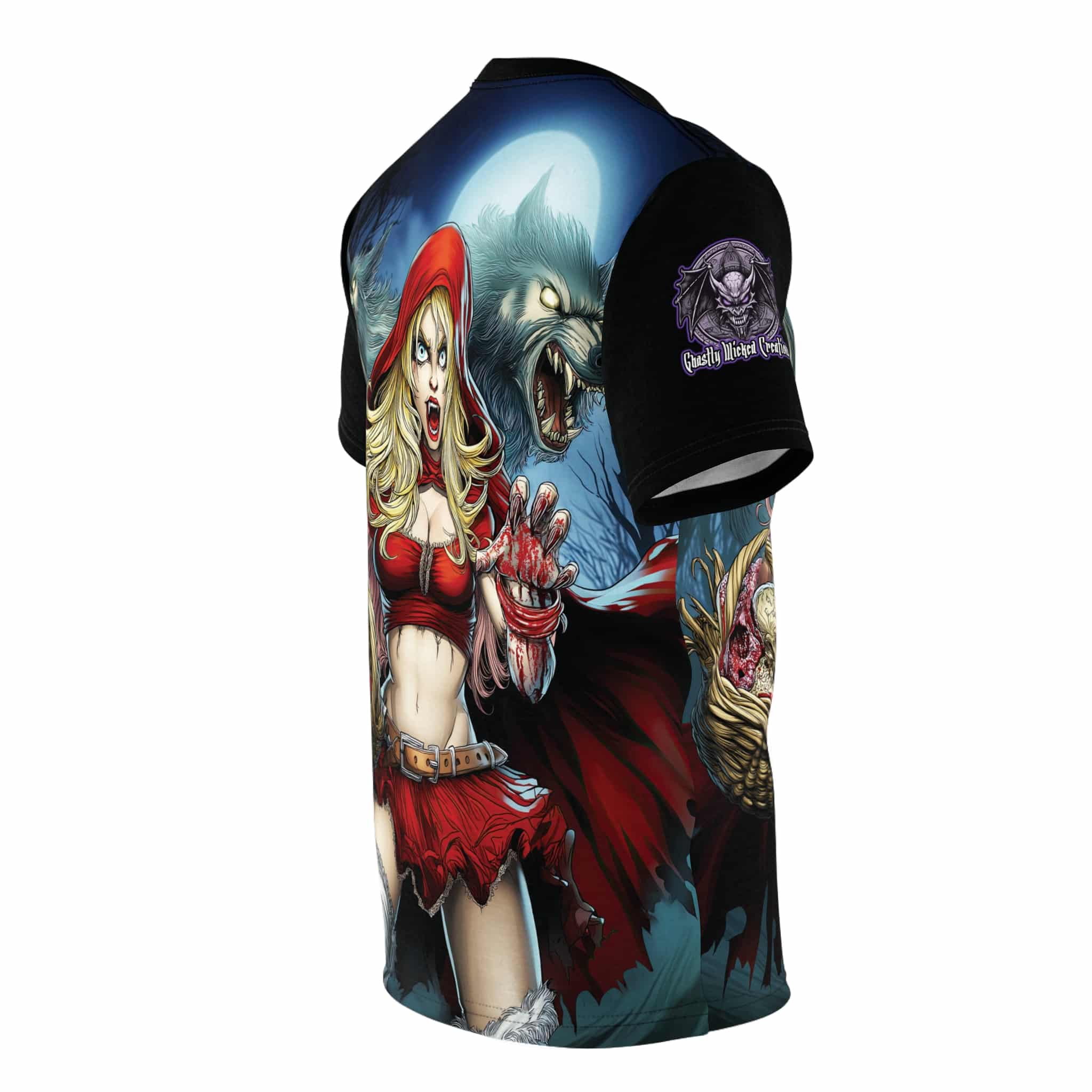 Vampire Red Riding Hood By Ghastly Wicked Tales 2025-02 Tee Unisex (AOP) - Image 15