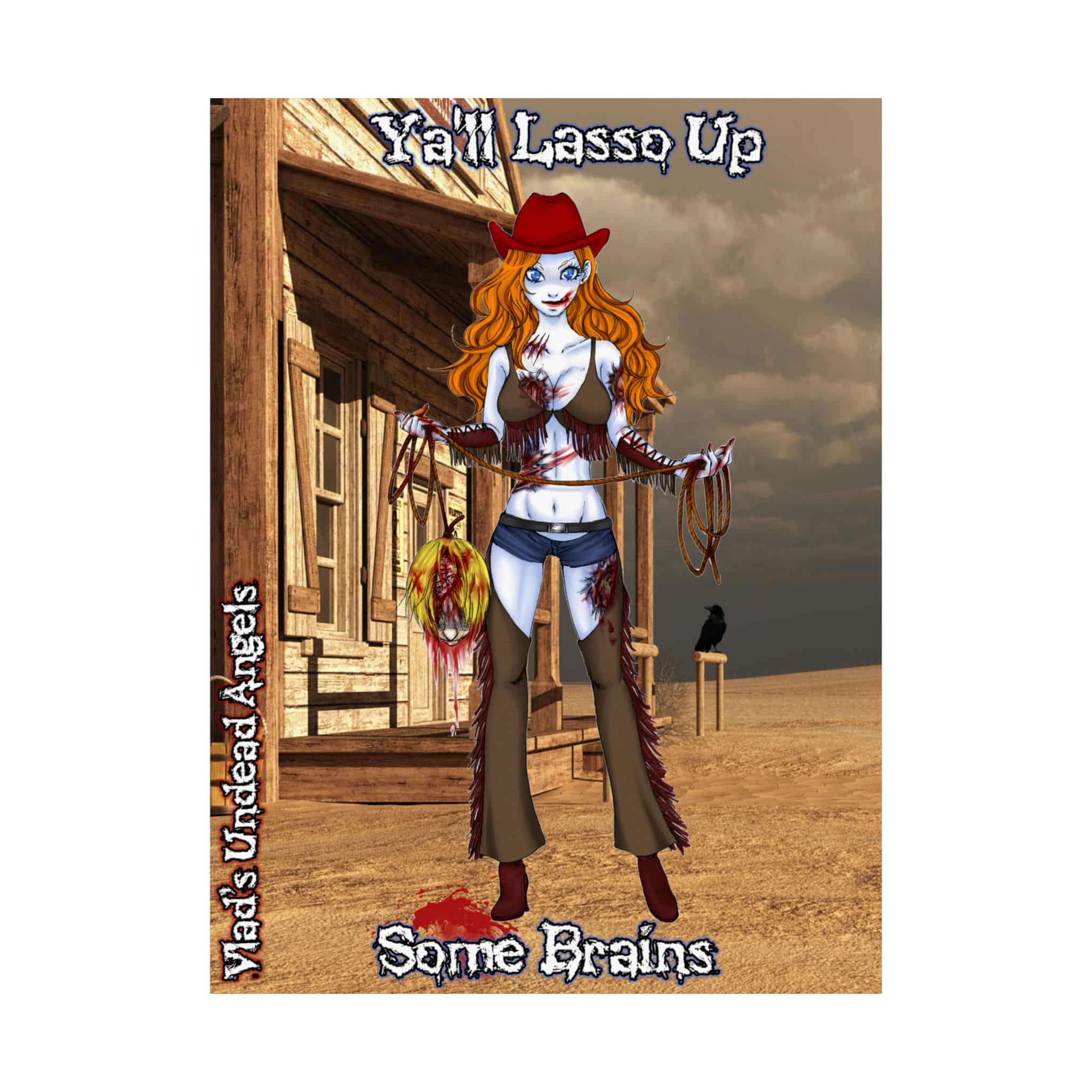 Cassidy Undead Angel Zombie Cowgirl (Alt Hair)- Classic Art w/Text Matte Vertical Posters - Image 2