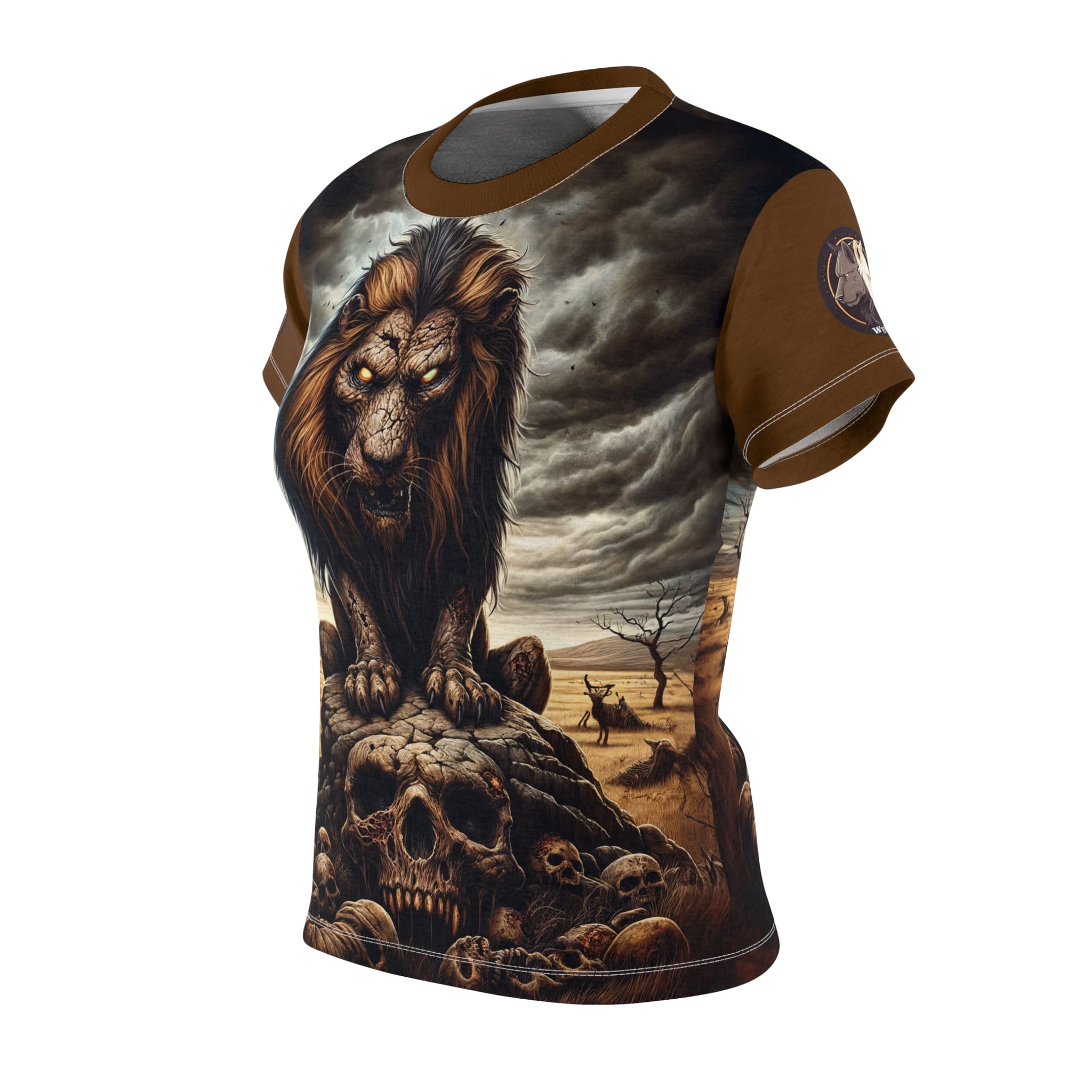 Undead Lion WD-D015 By Wyldesigns Women's Cut & Sew Tee (AOP) - Image 2