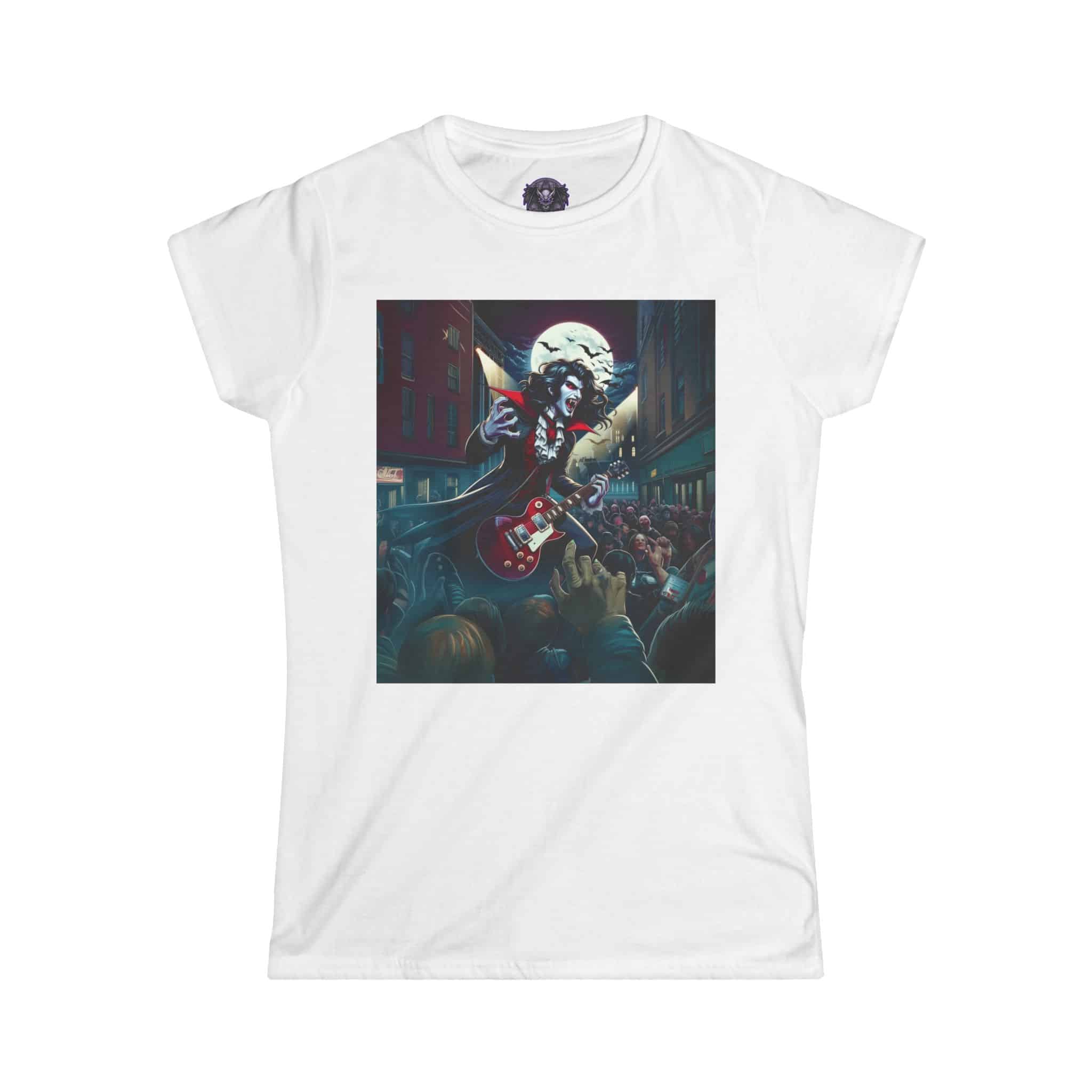 Monster Mosh 2024 Tour Dracula On Guitar MM-D-D07 Women's Softstyle Tee - Image 4