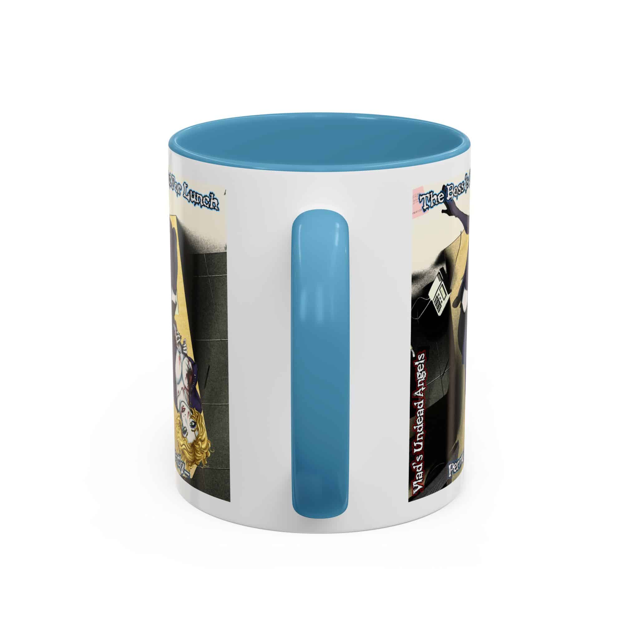 Jennifer Undead Angel Zombie Secretary – Classic Art w/Text Accent Coffee Mug (11, 15oz) - Image 4