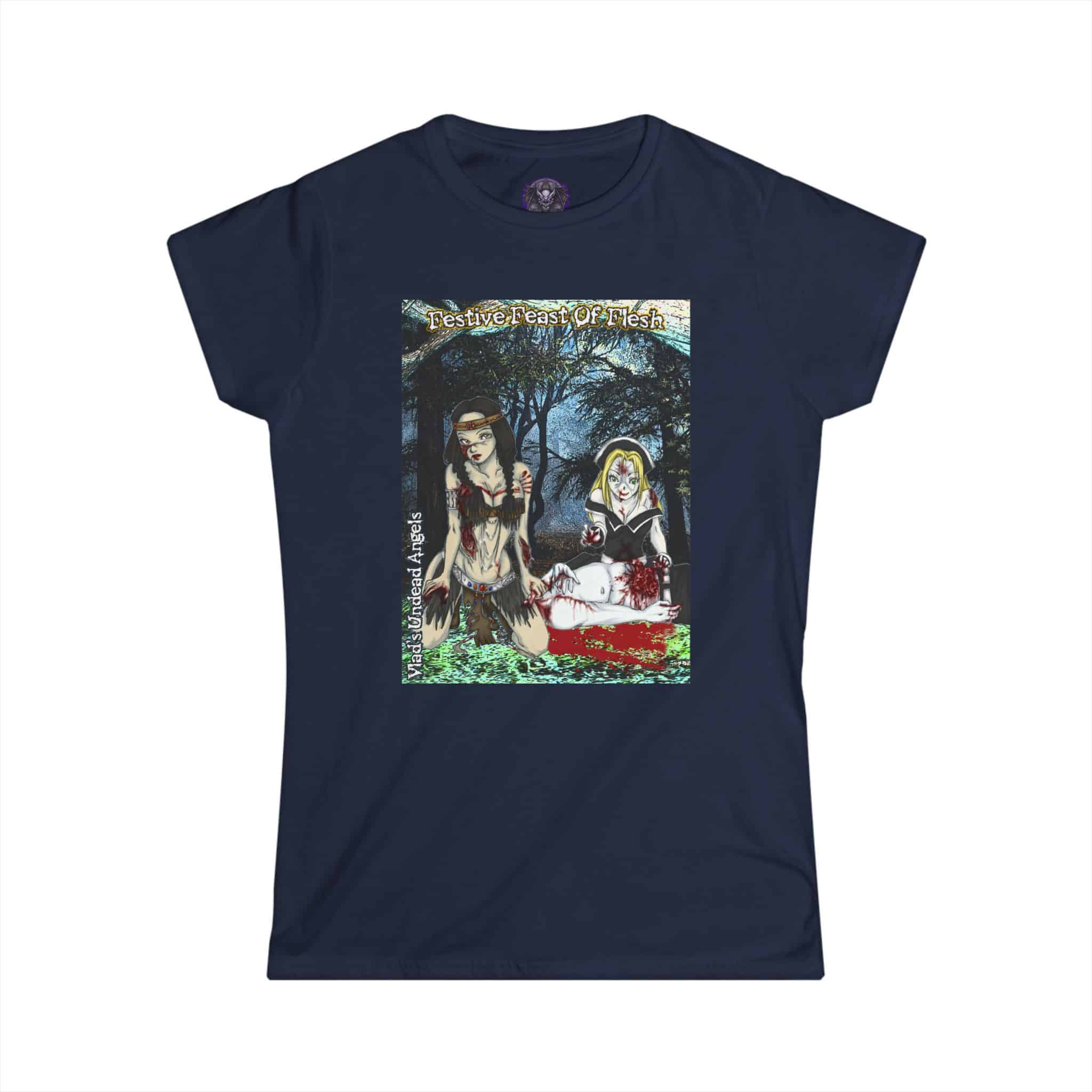 Undead Angel Thanksgiving Chastity & Kaliska – Classic Art w/Text Re-Issue Women's Softstyle Tee - Image 7