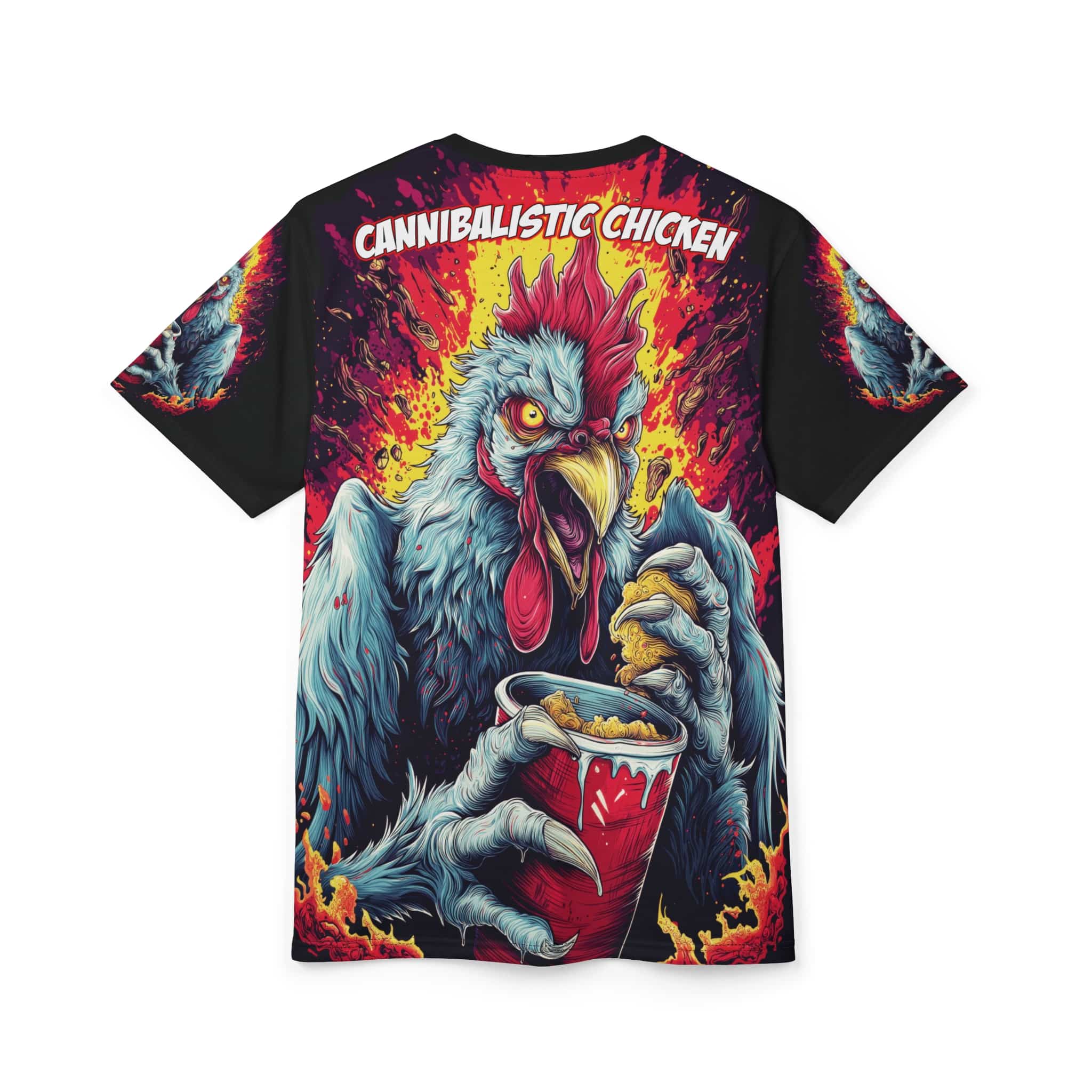 Cannibalistic Chicken Band Unisex Tee (AOP) - Image 8