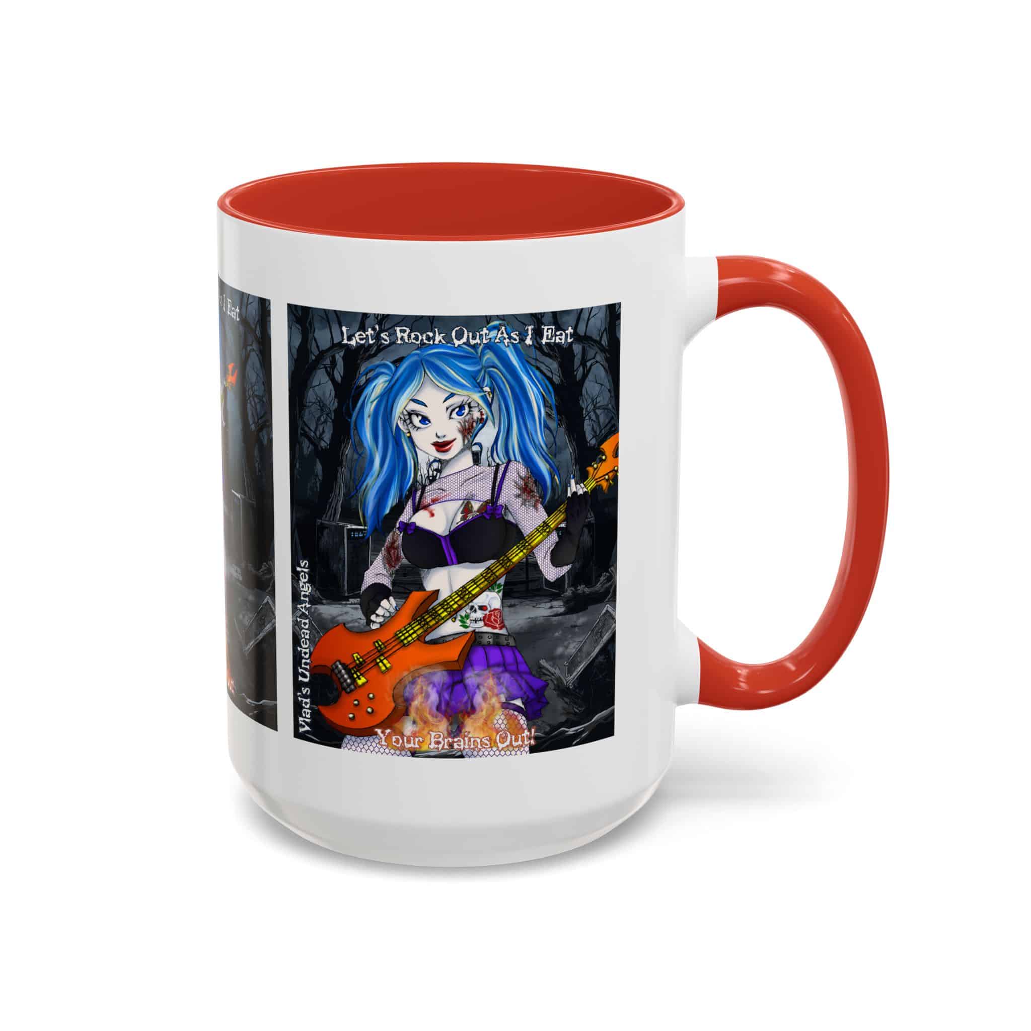 Ashley Undead Angel Zombie Bass Guitarist – Classic Art V2 w/Text Accent Coffee Mug (11, 15oz) - Image 34