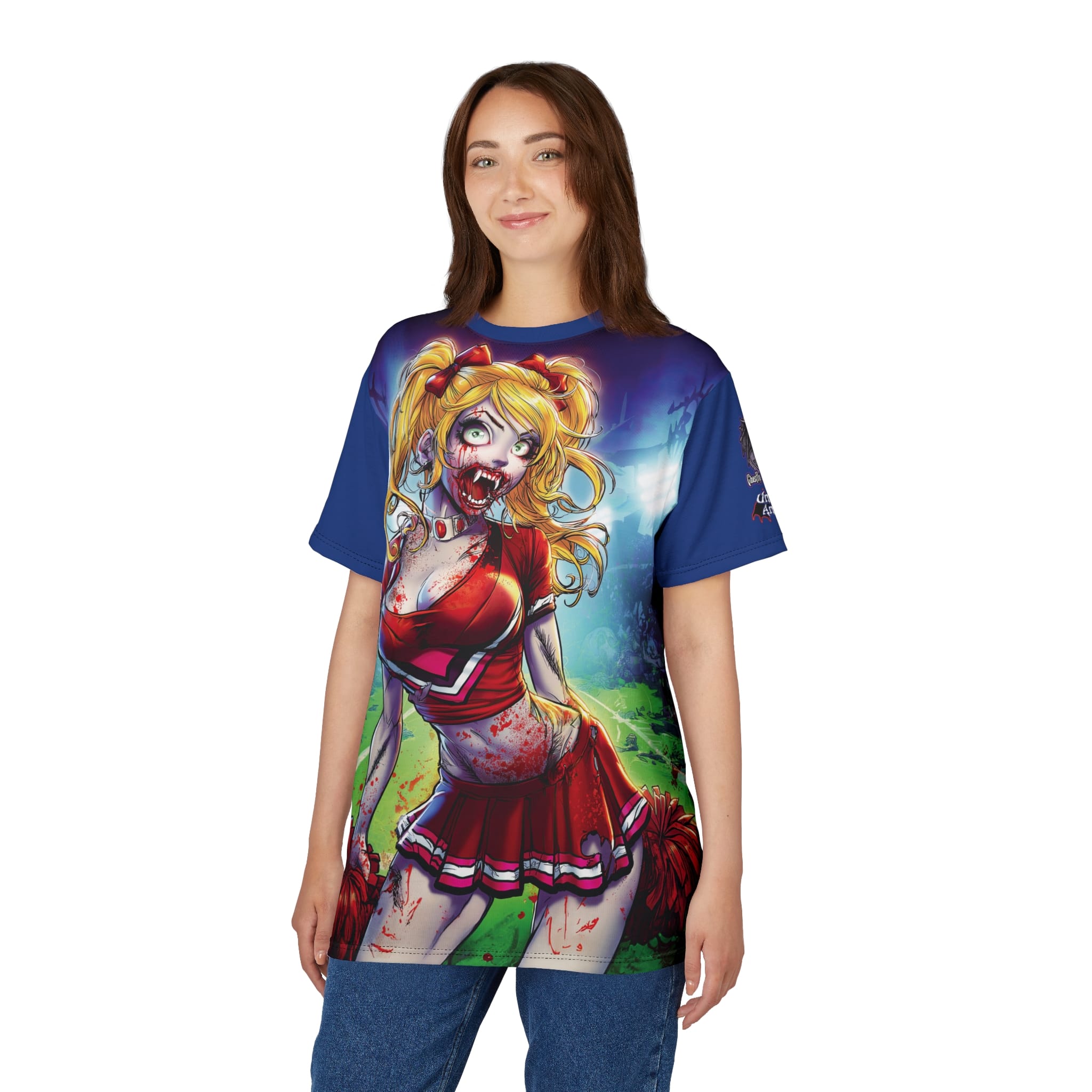 Undead Angels Zombie Cheerleader Buffy Classic Reborn Style IV Unisex Cut & Sew Tee (AOP) - Image 11