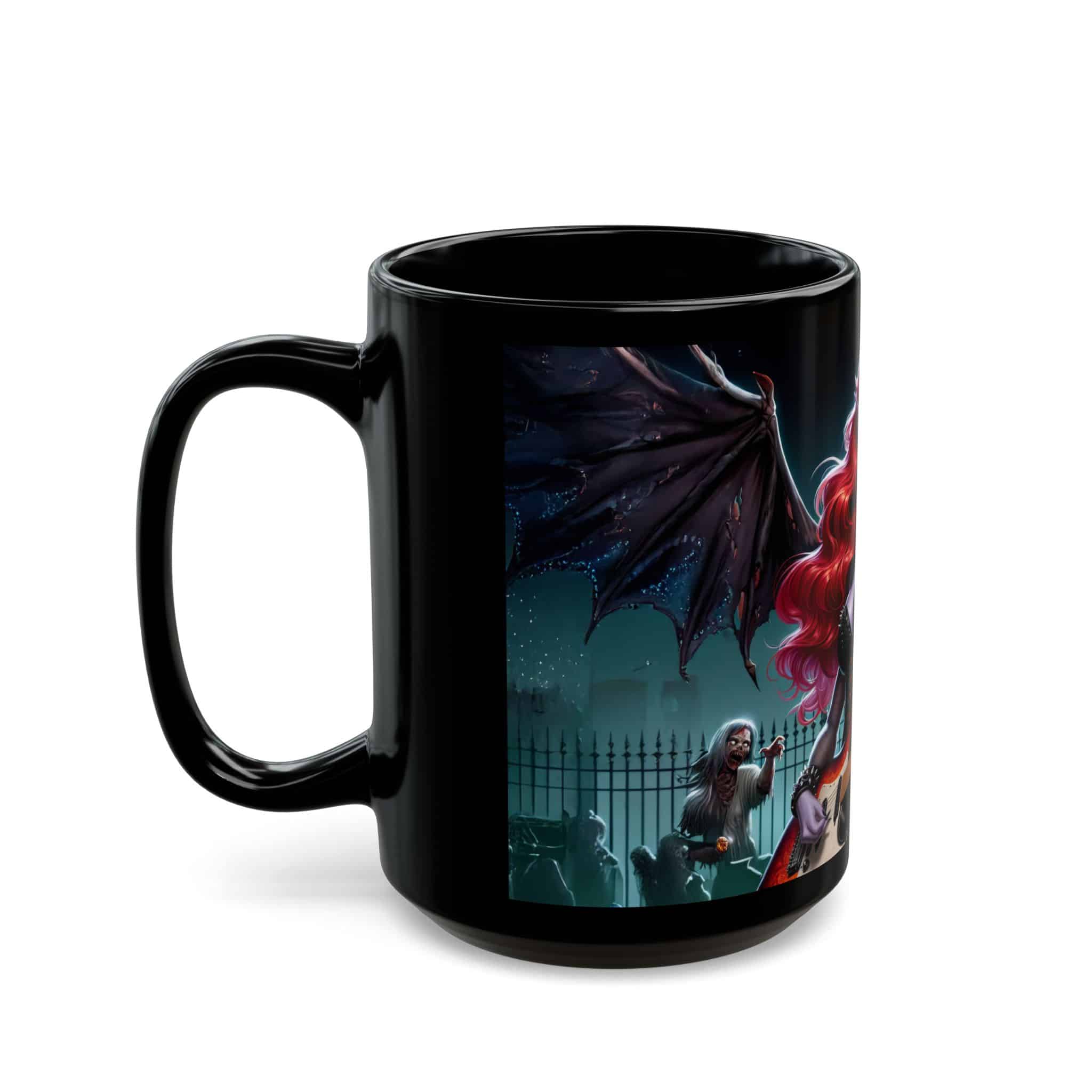 Monster Mosh Undead Angels Guitarist #MM-D-UA-C02 Black Mug (11oz, 15oz) - Image 7