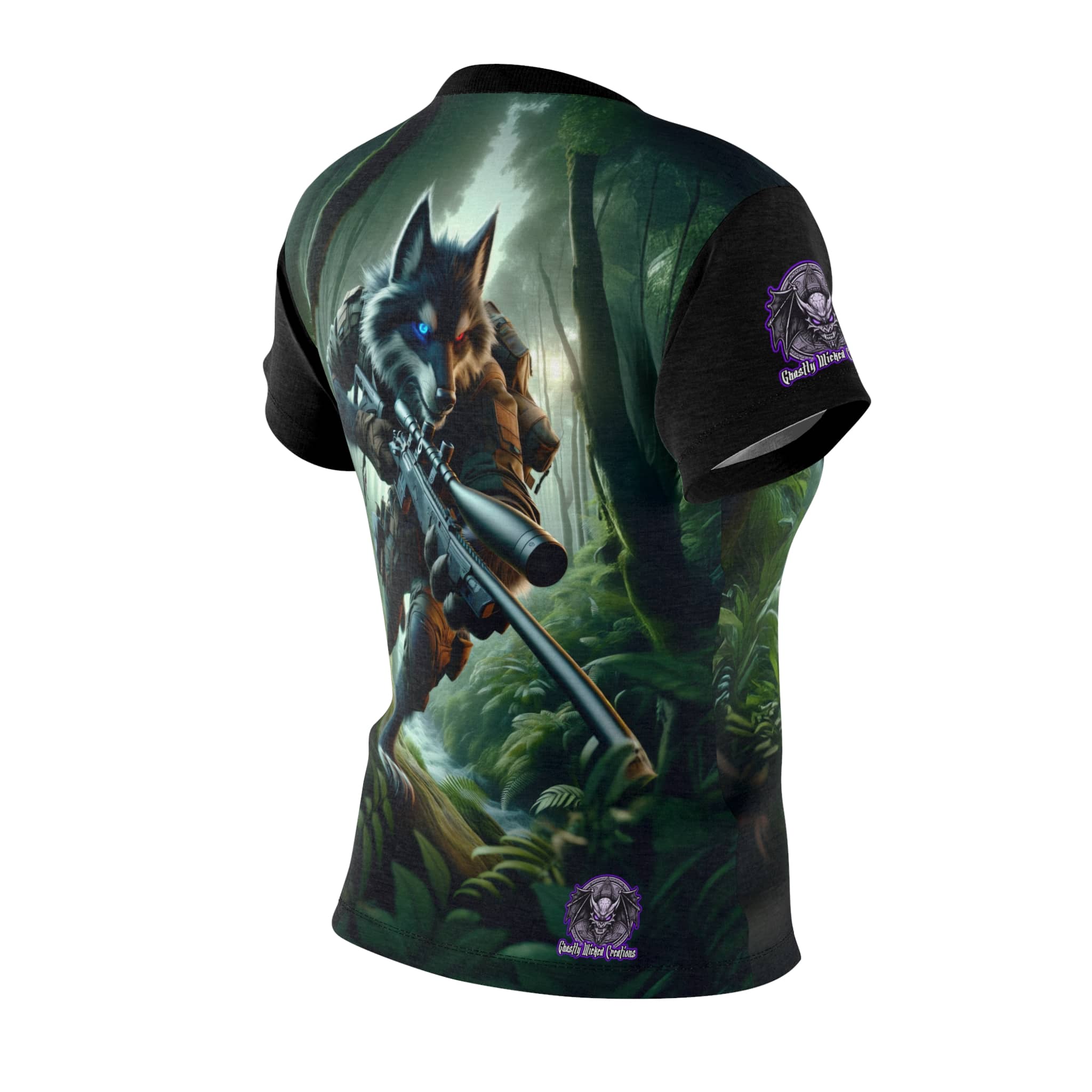 Arm The Animals: Hunter Wolf #AA-D-W001 Women's Cut & Sew Tee (AOP) - Image 4