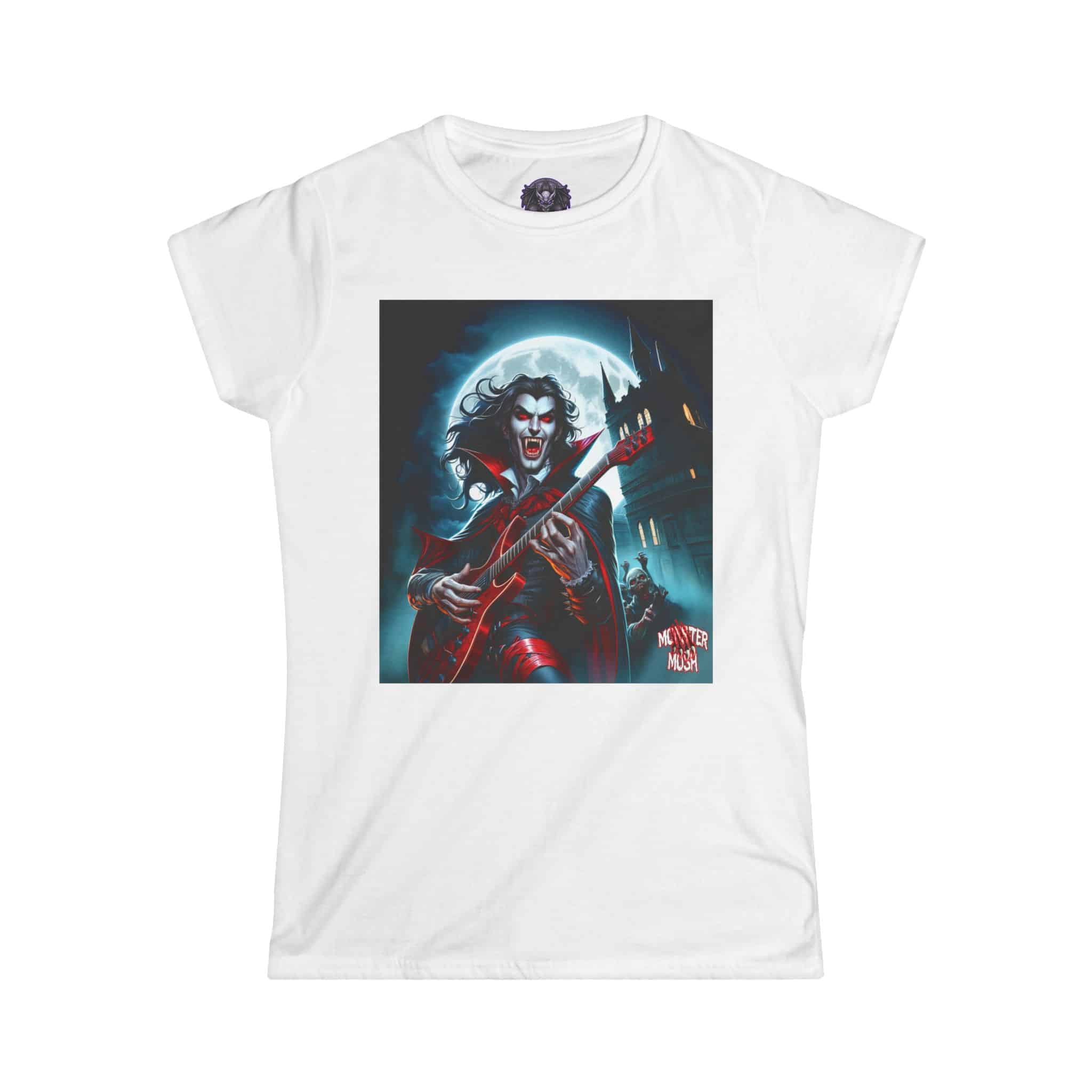 Monster Mosh 2024 Tour Drac on Guitar MM-D001 Women's Softstyle Tee - Image 4