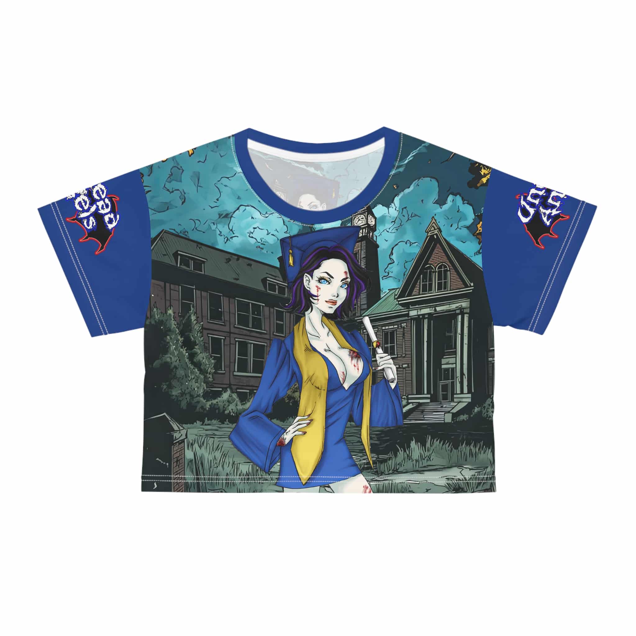 Tiffany Undead Angel Graduate - Classic Art Crop Tee (AOP)