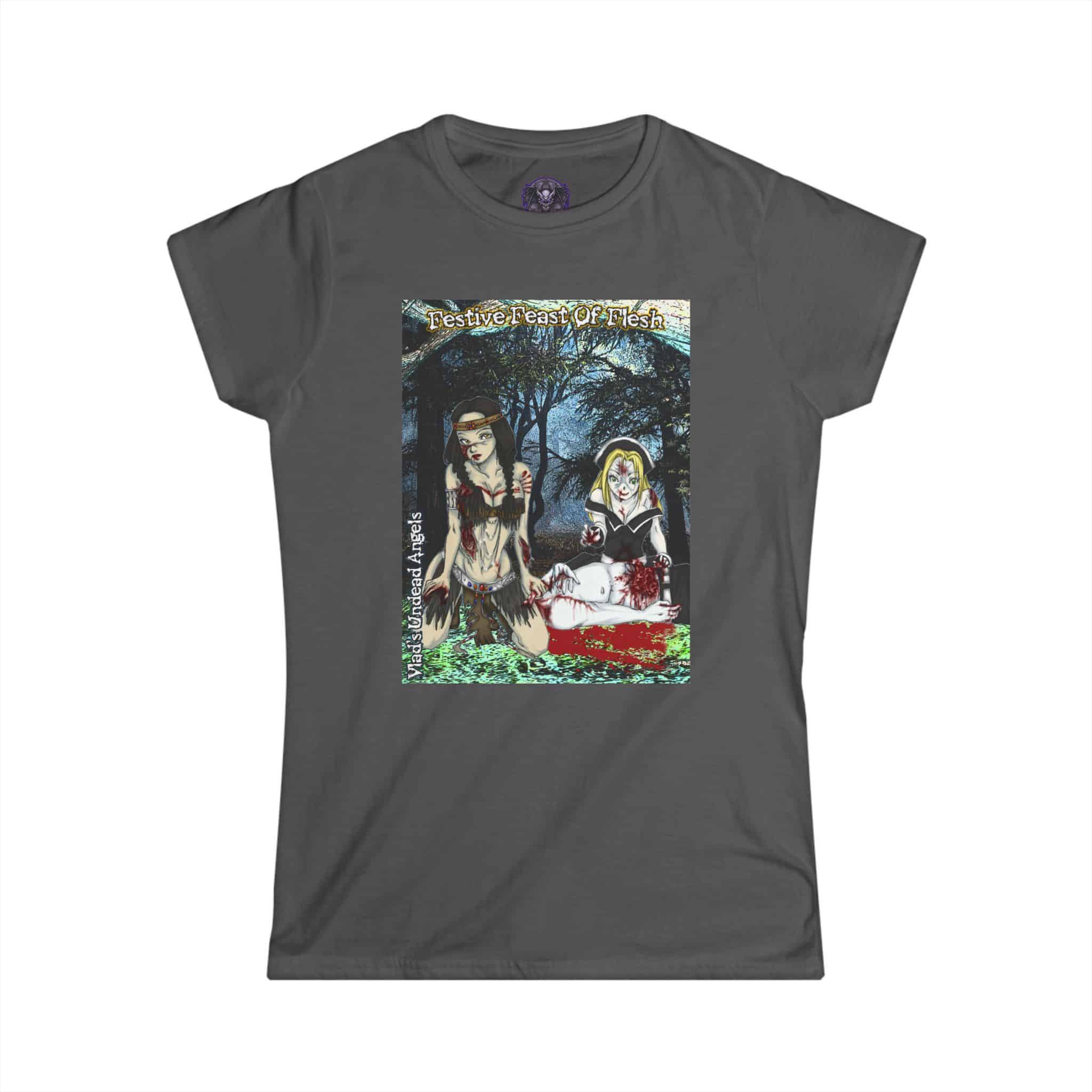 Undead Angel Thanksgiving Chastity & Kaliska – Classic Art w/Text Re-Issue Women's Softstyle Tee - Image 34