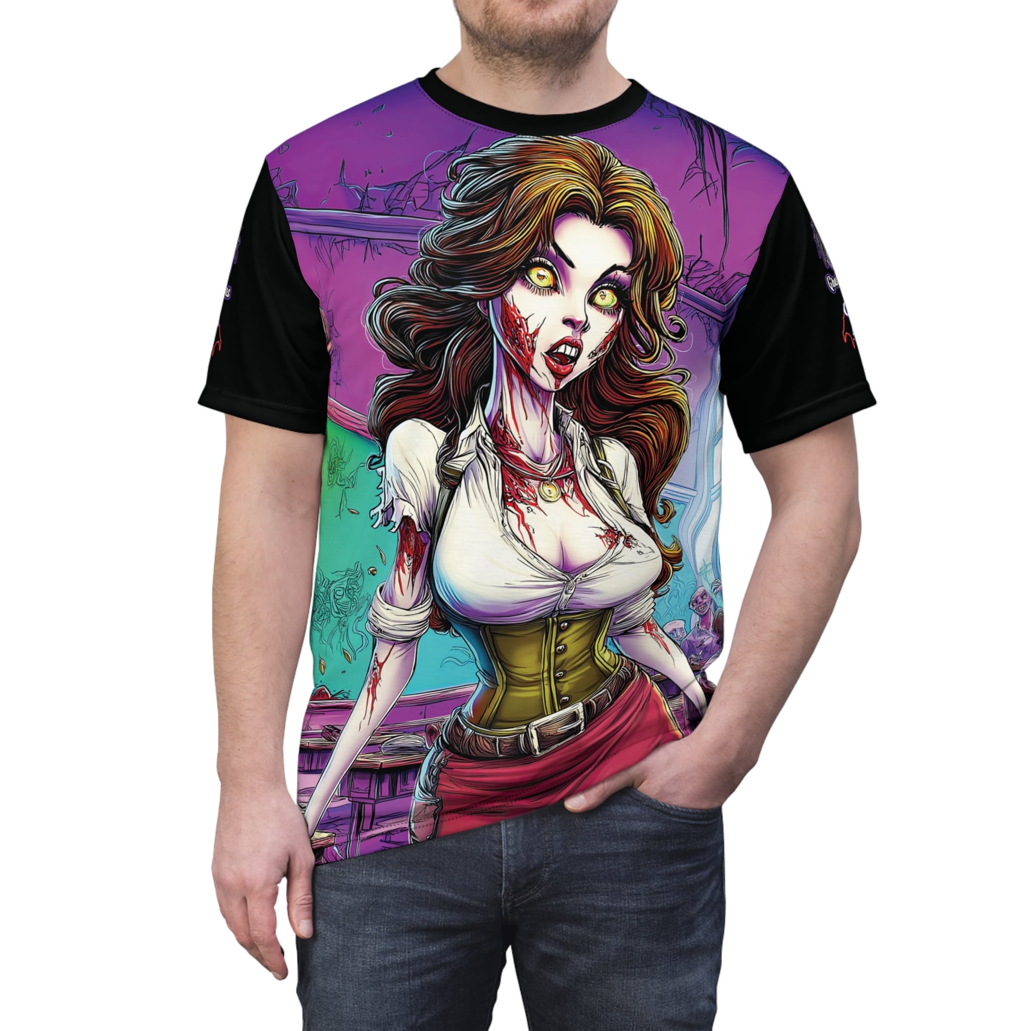 Undead Angels Teacher Charlotte Classic Reborn Style Unisex Cut & Sew Tee (AOP) - Image 9