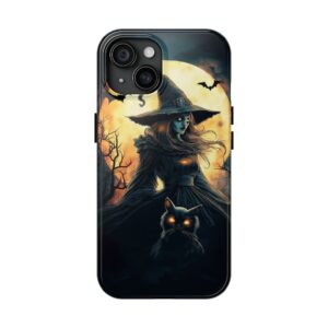 Witch With Black Cat By Moonlight #MJ-W002 iPhone 15 & 16 Tough Phone Cases