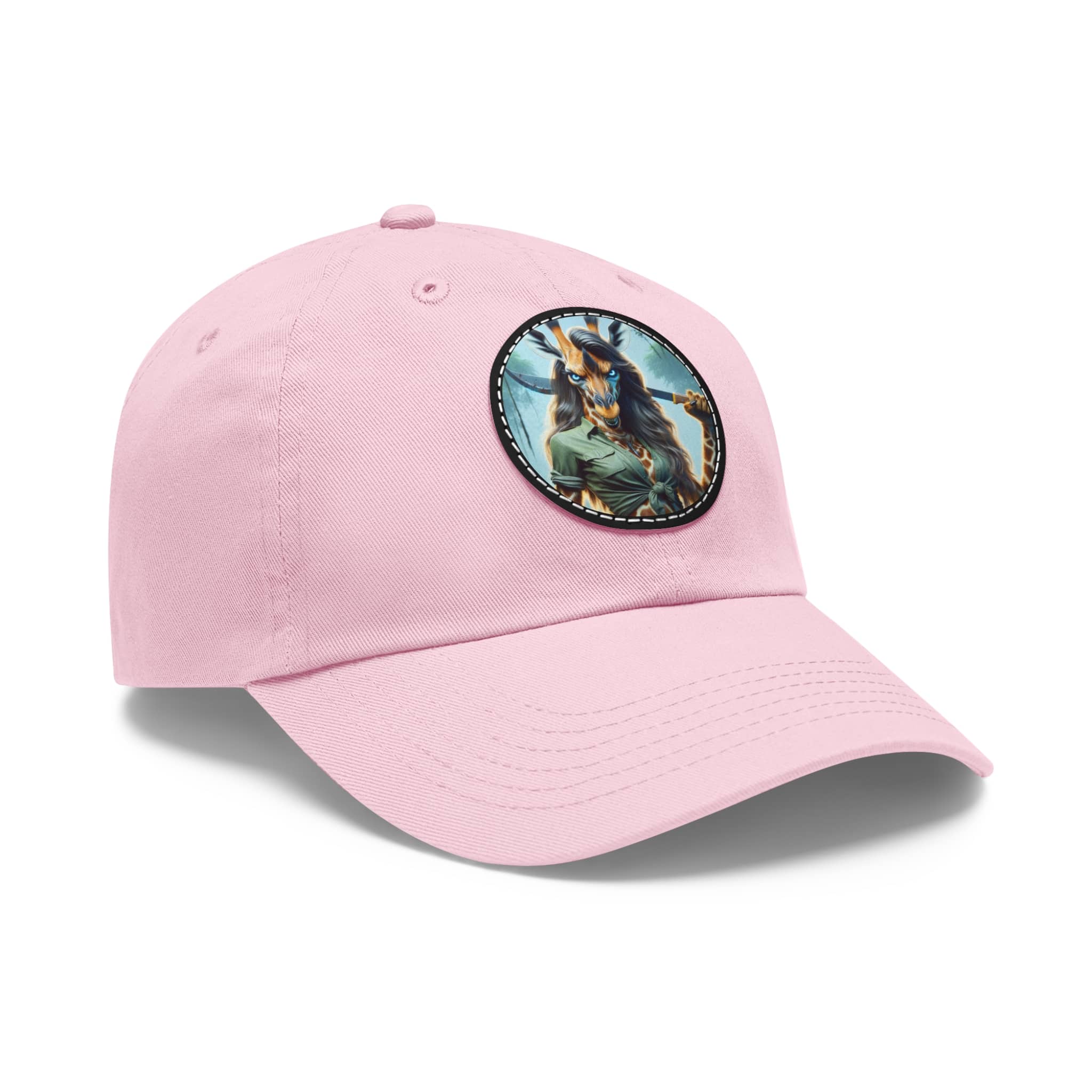 Arm The Animals: Hunter Giraffe Girl #AA-D-Gi001 Artistic Round Leather Patch Dad Hat - Stylish Casual Cap - Image 87