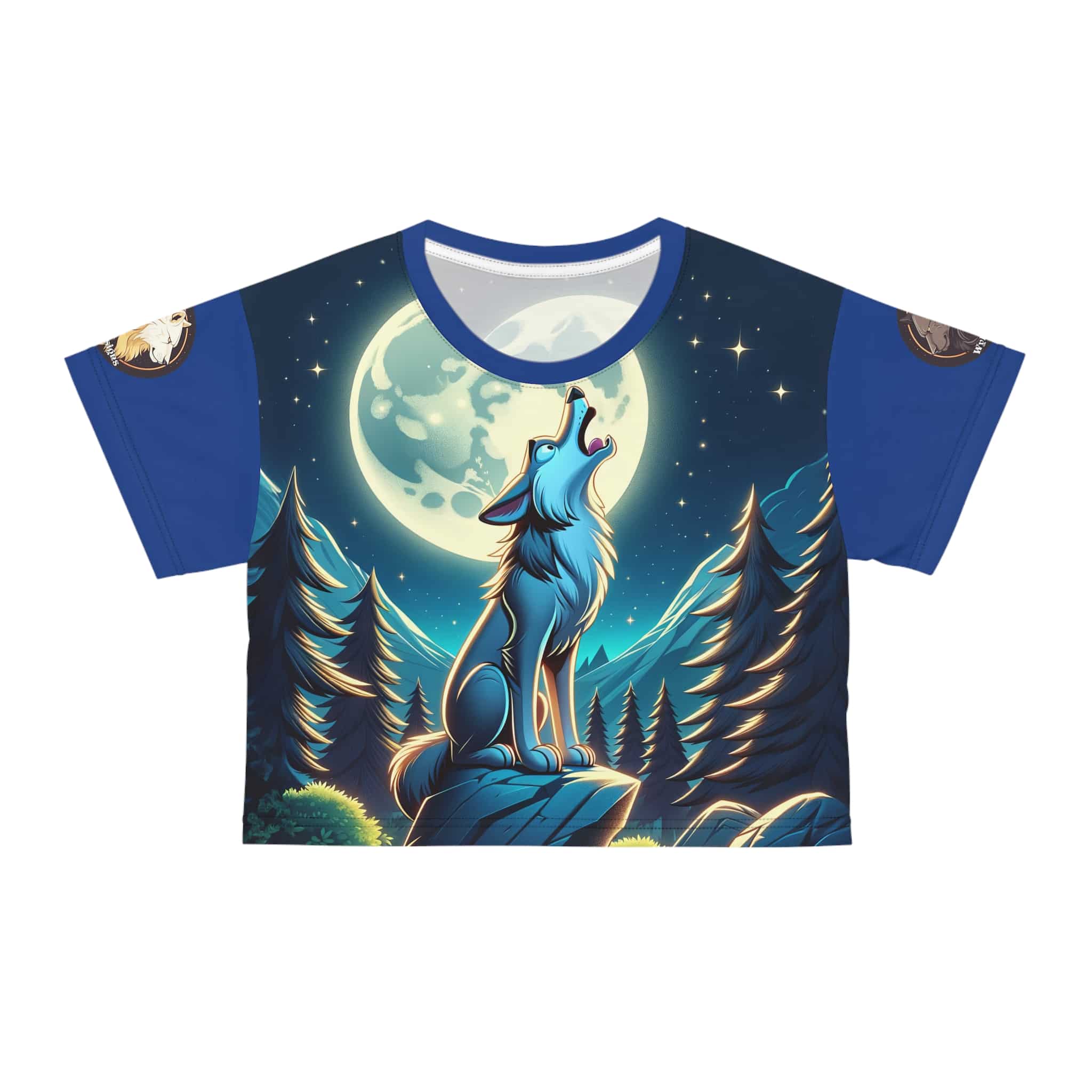 Howling Wolf Toon Style WD-D012 By Wyldesigns Crop Tee (AOP) - Image 5