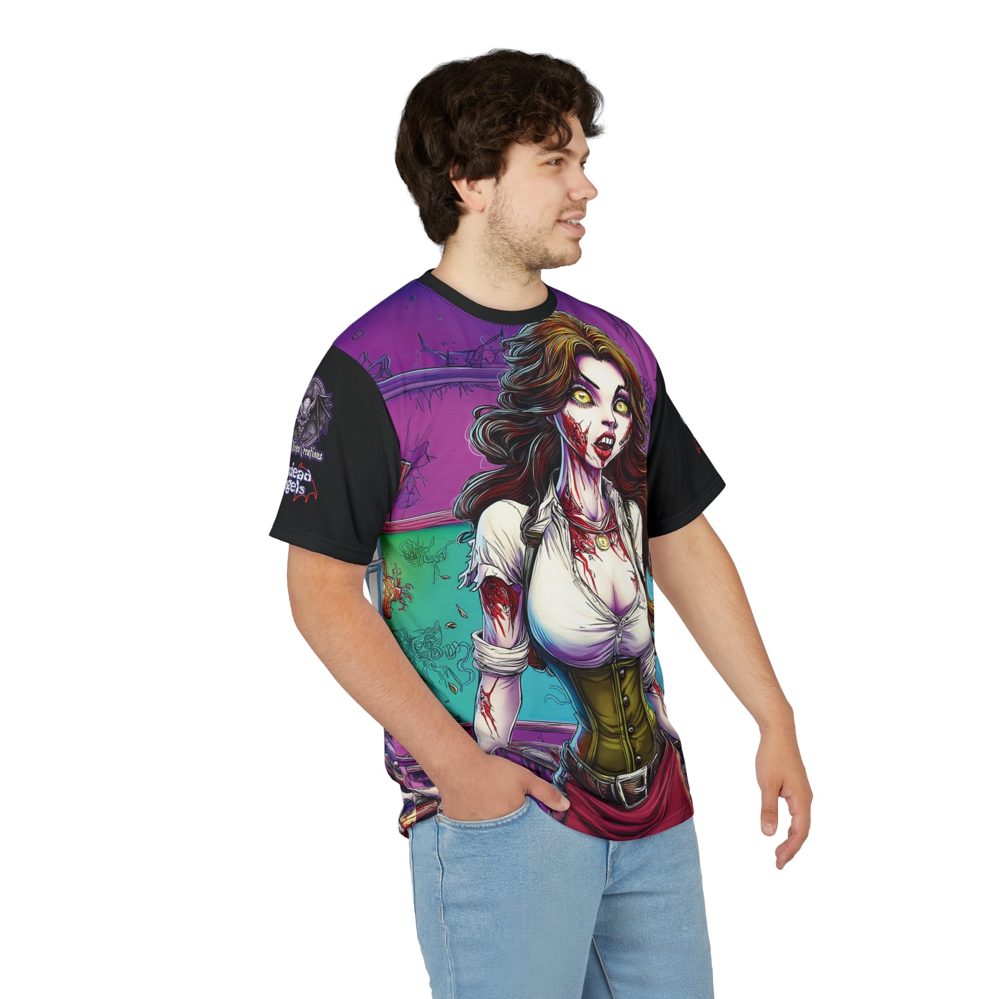 Undead Angels Teacher Charlotte Classic Reborn Style Unisex Cut & Sew Tee (AOP) - Image 16