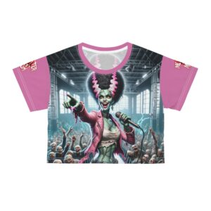Monster Mosh 2024 Tour Lily Singer MM-D006 Crop Tee (AOP) - Pink Sleeves