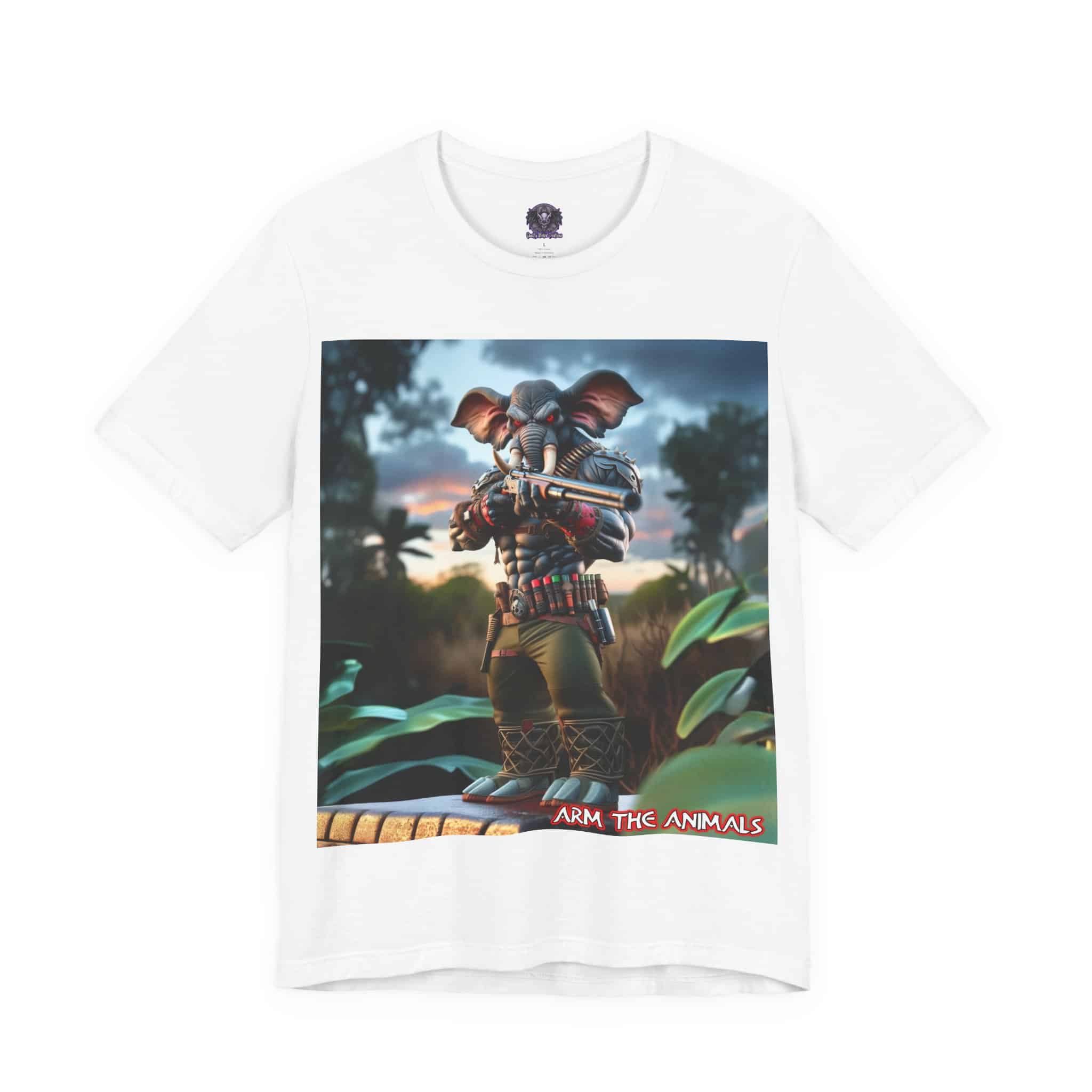 Arm The Animals: Bounty Hunter Elephant #AA-D-El002 Unisex Jersey Short Sleeve Tee - Image 18