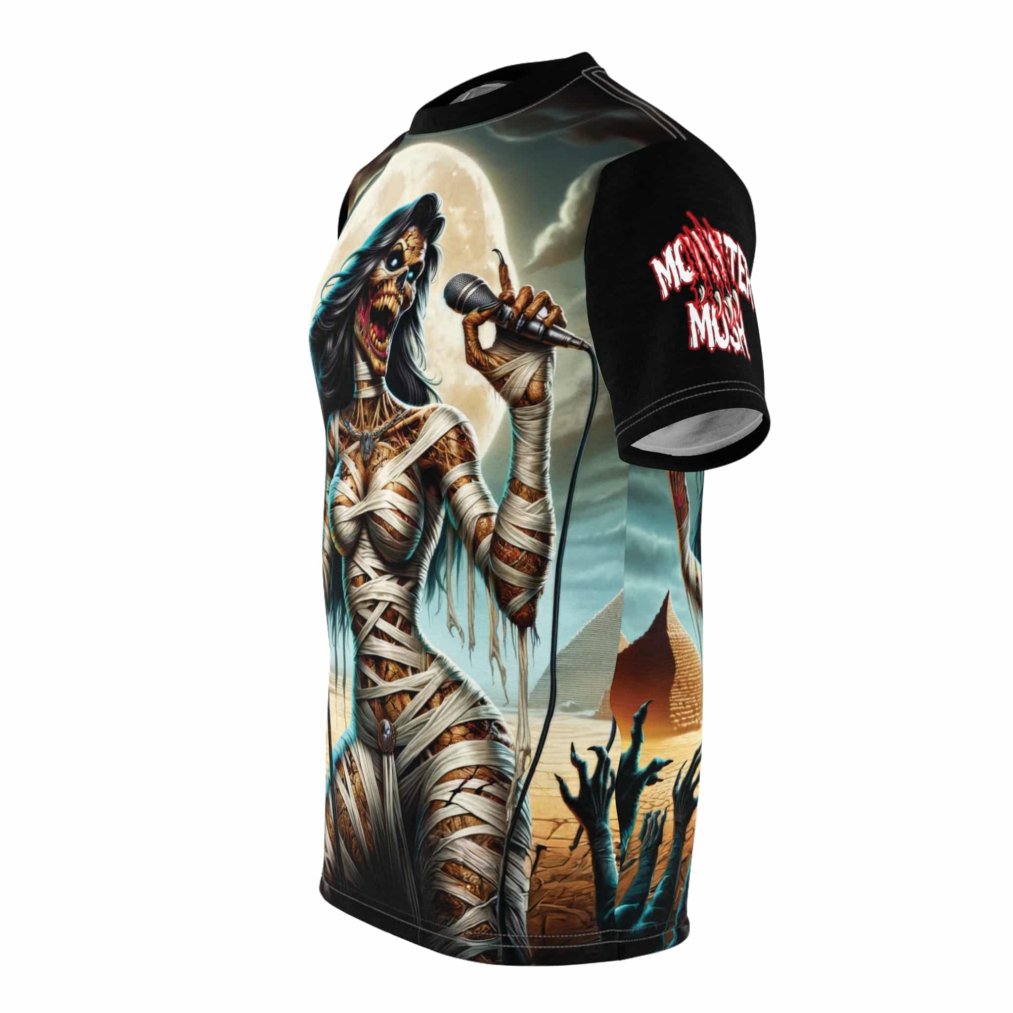 Monster Mosh 2024 Tour Mummy Goddess Singer MM-D-MG02 Unisex Cut & Sew Tee (AOP) - Black or Brown - Image 7