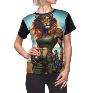 Arm The Animals: Commando Lioness #AA-D-Lis001 Women's Cut & Sew Tee (AOP)