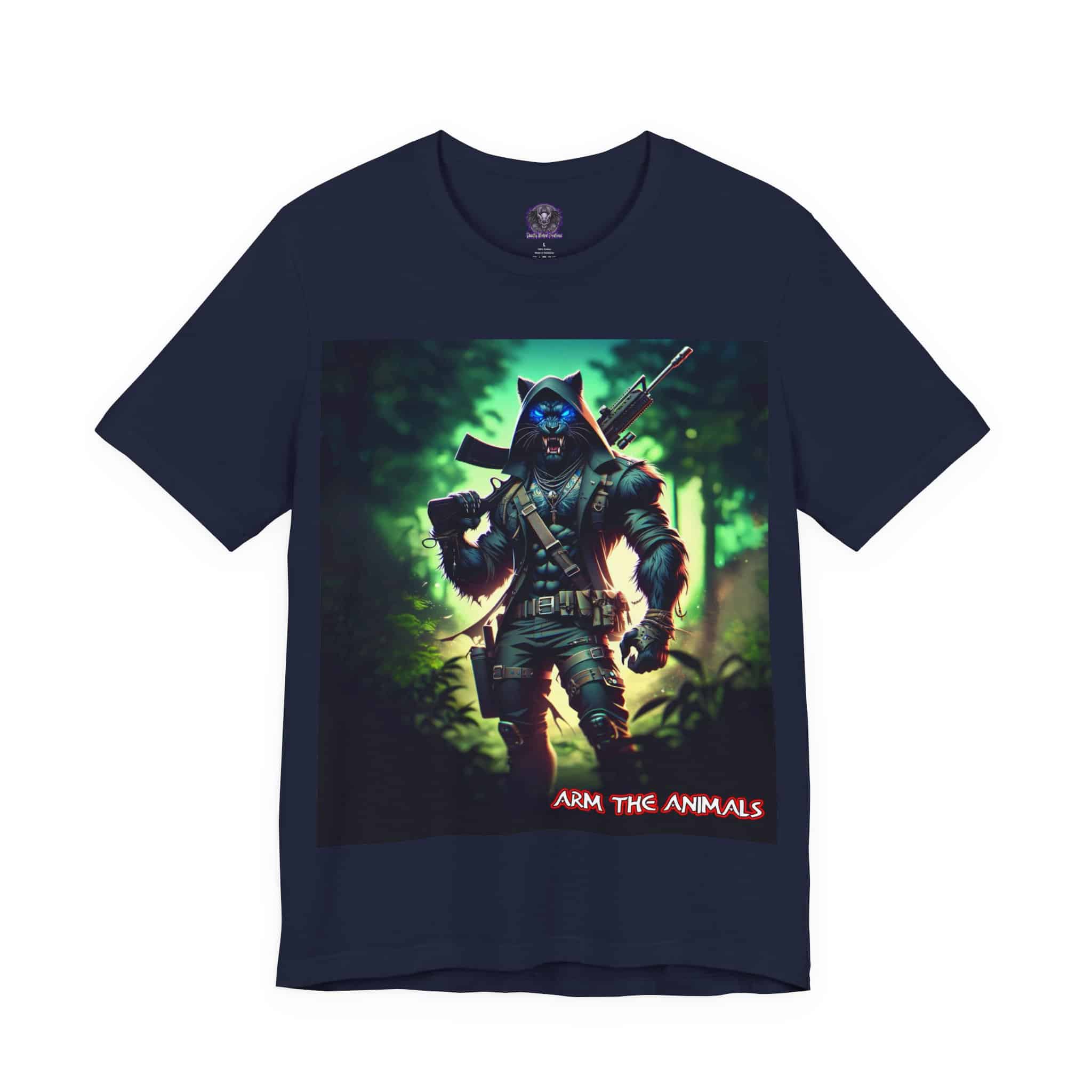 Arm The Animals: Black Leopard Panther #AA-D-BP001 Unisex Jersey Short Sleeve Tee - Image 13