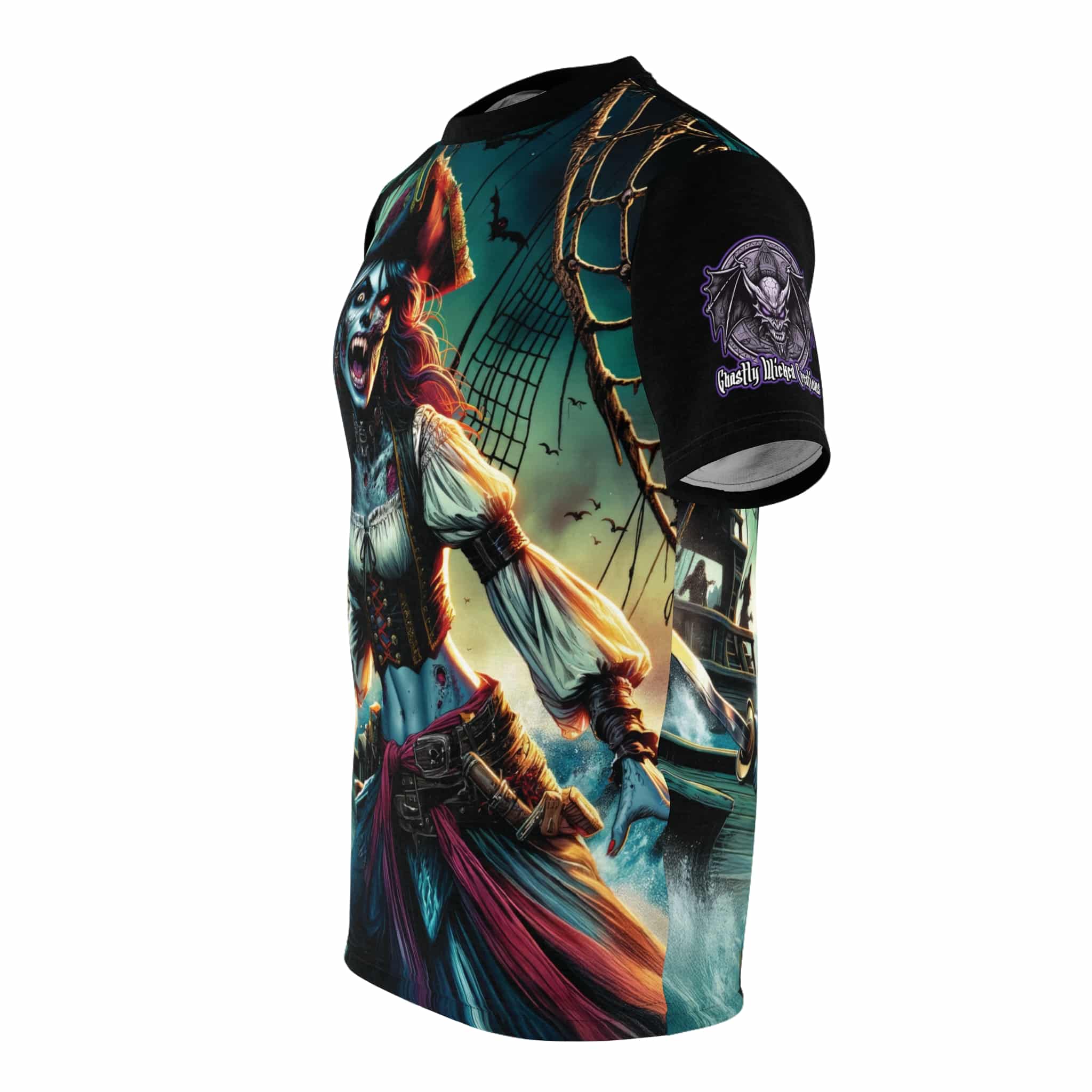 Undead Pirate Lass #ML-D-UP002 Unisex Cut & Sew Tee (AOP) - Image 3